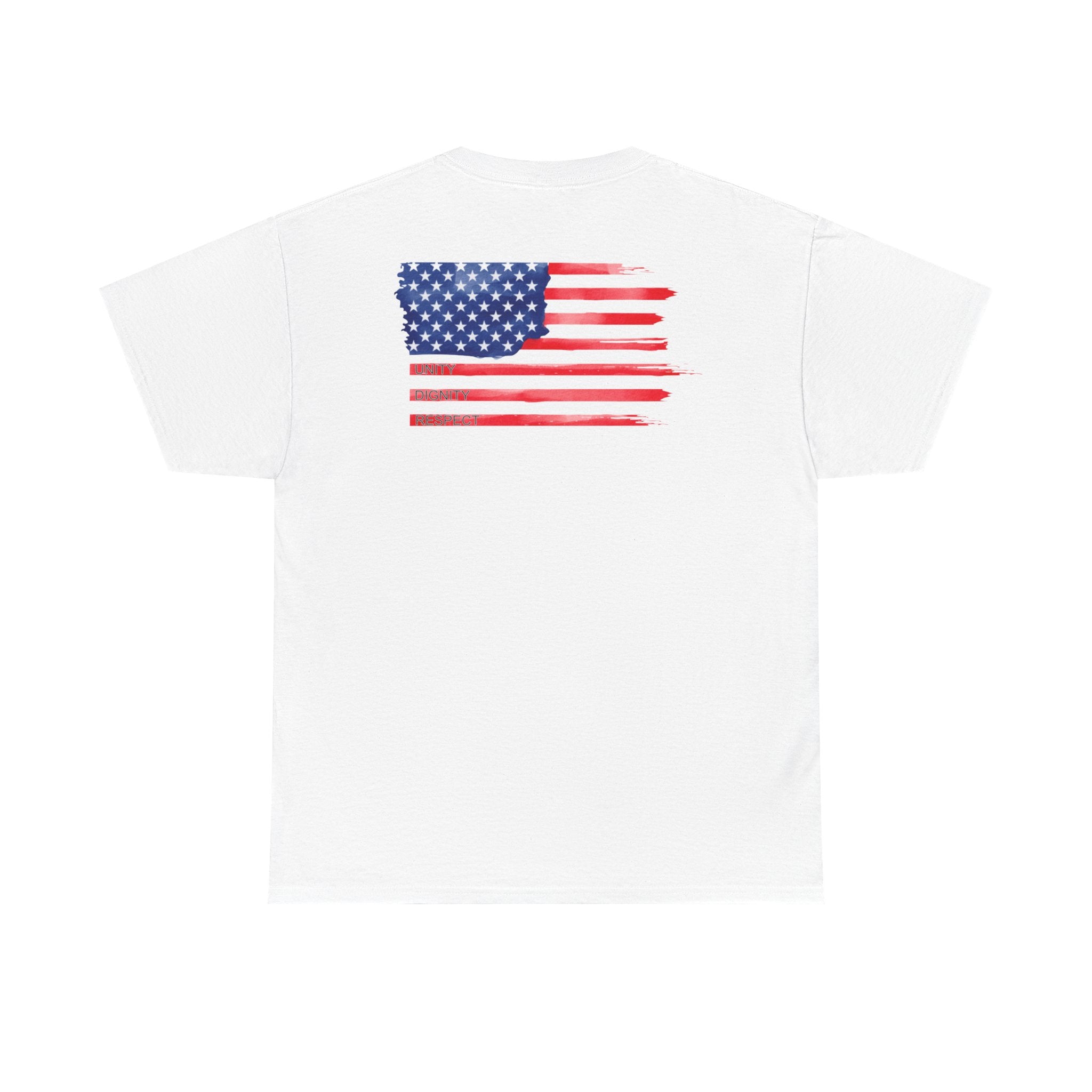 America! Unity Respect Dignity Unisex T-shirt, One Nation Under God, Patriotic, Show Care, USA Flag, Peace Protest Apparel, American Pride