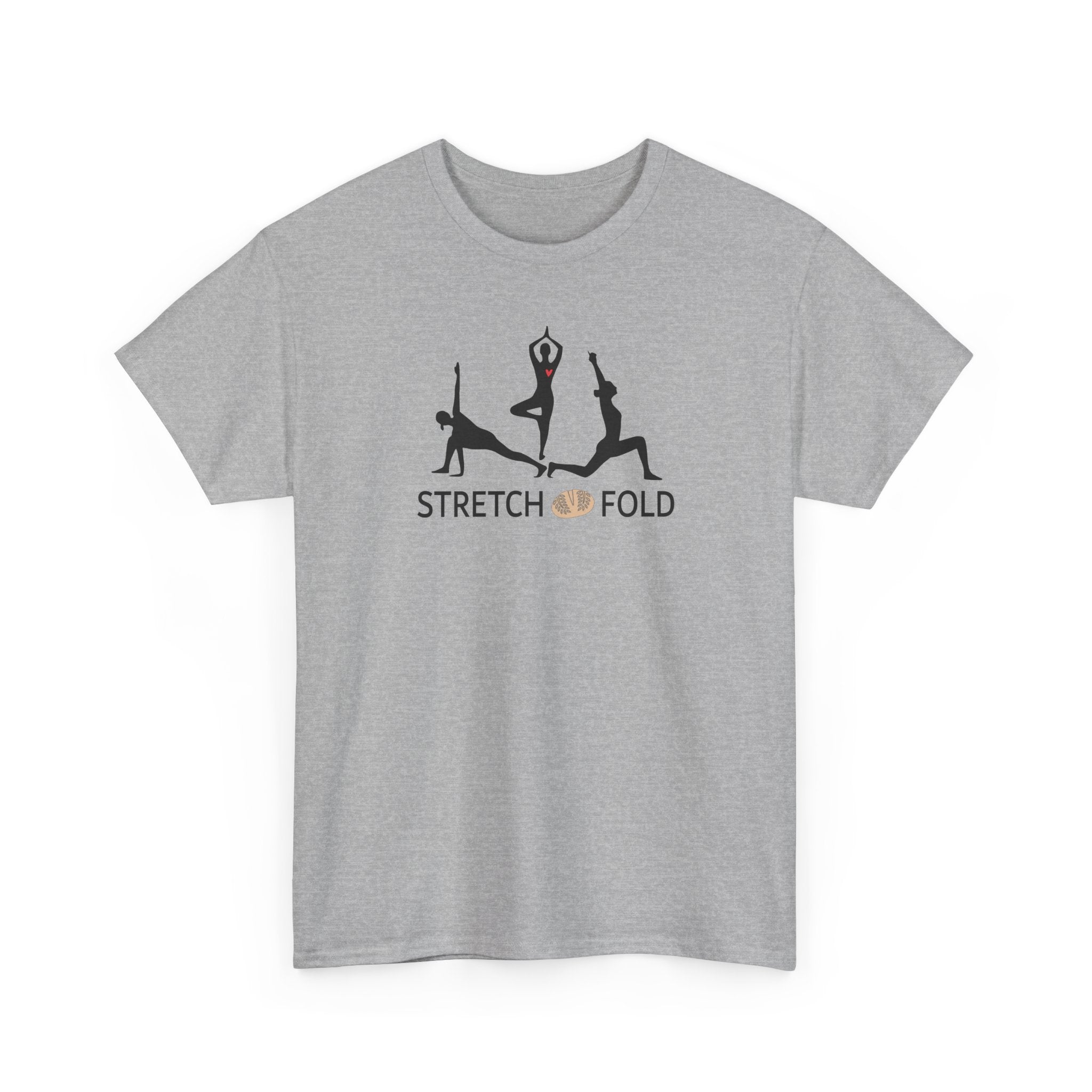 Yoga Pose Silhouettes Stretch and Fold Tee - Pilates Fitness for Sourdough Bakers and more! Silhouette Design Series
