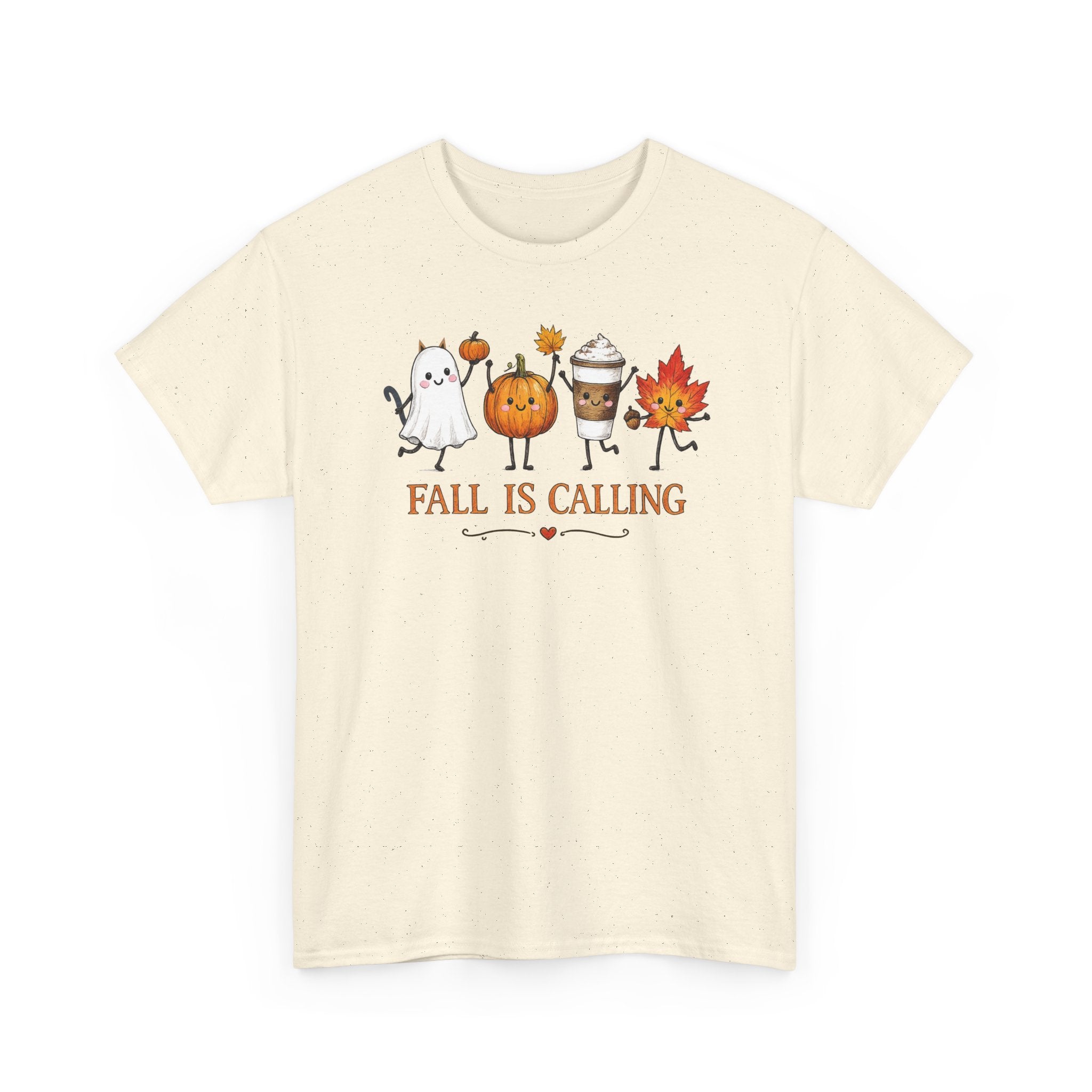 Fall Is Calling T-Shirt — Cute Pumpkin, Kitty Ghost & Leaf Festive Tee