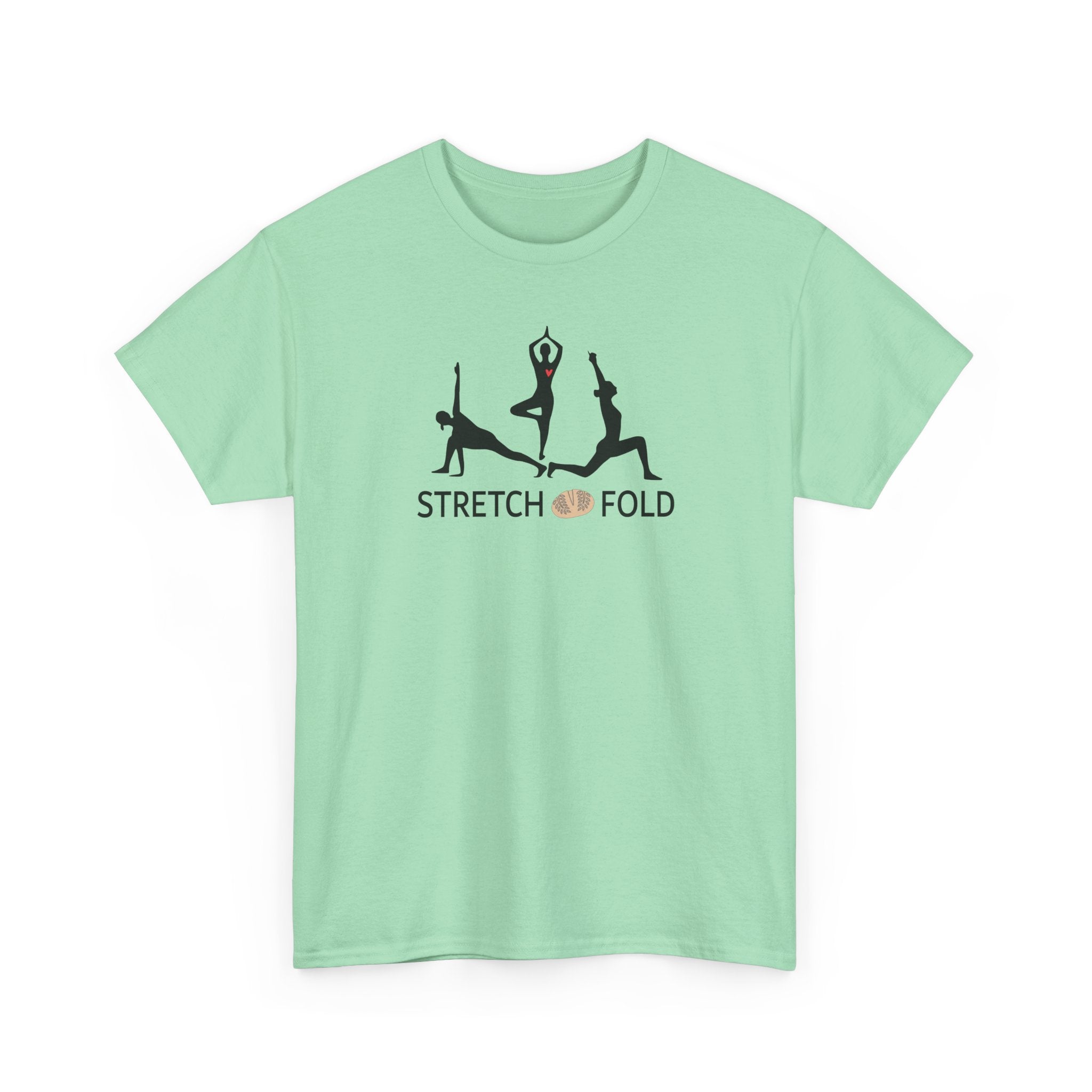 Yoga Pose Silhouettes Stretch and Fold Tee - Pilates Fitness for Sourdough Bakers and more! Silhouette Design Series