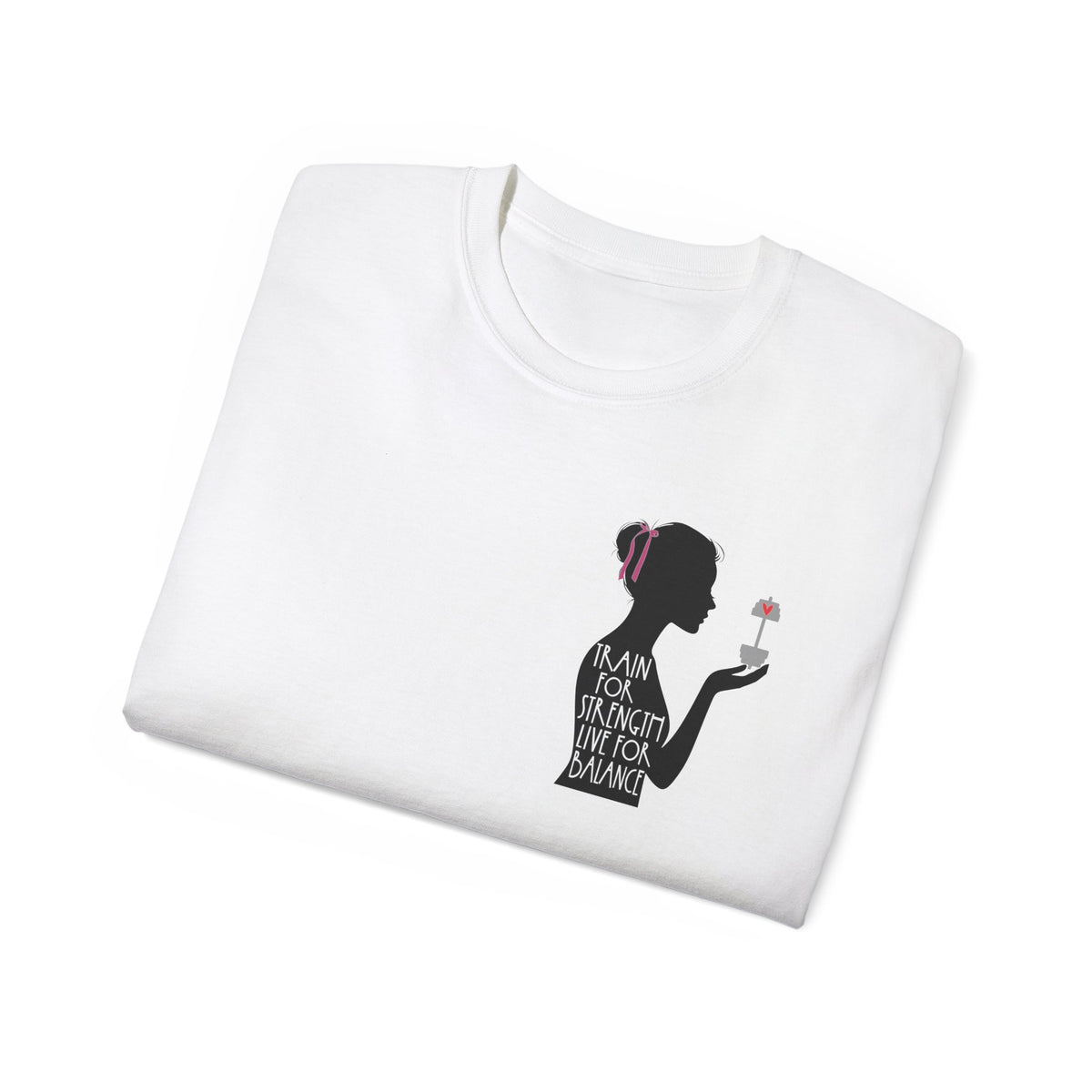Train for Strength Live for Balance Tee - Promote Healthy Lifestyle T-shirt - Silhouette Design Series