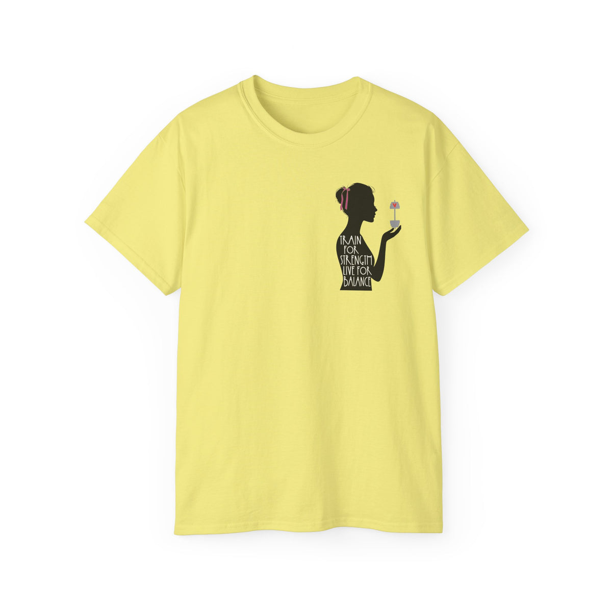 Train for Strength Live for Balance Tee - Promote Healthy Lifestyle T-shirt - Silhouette Design Series