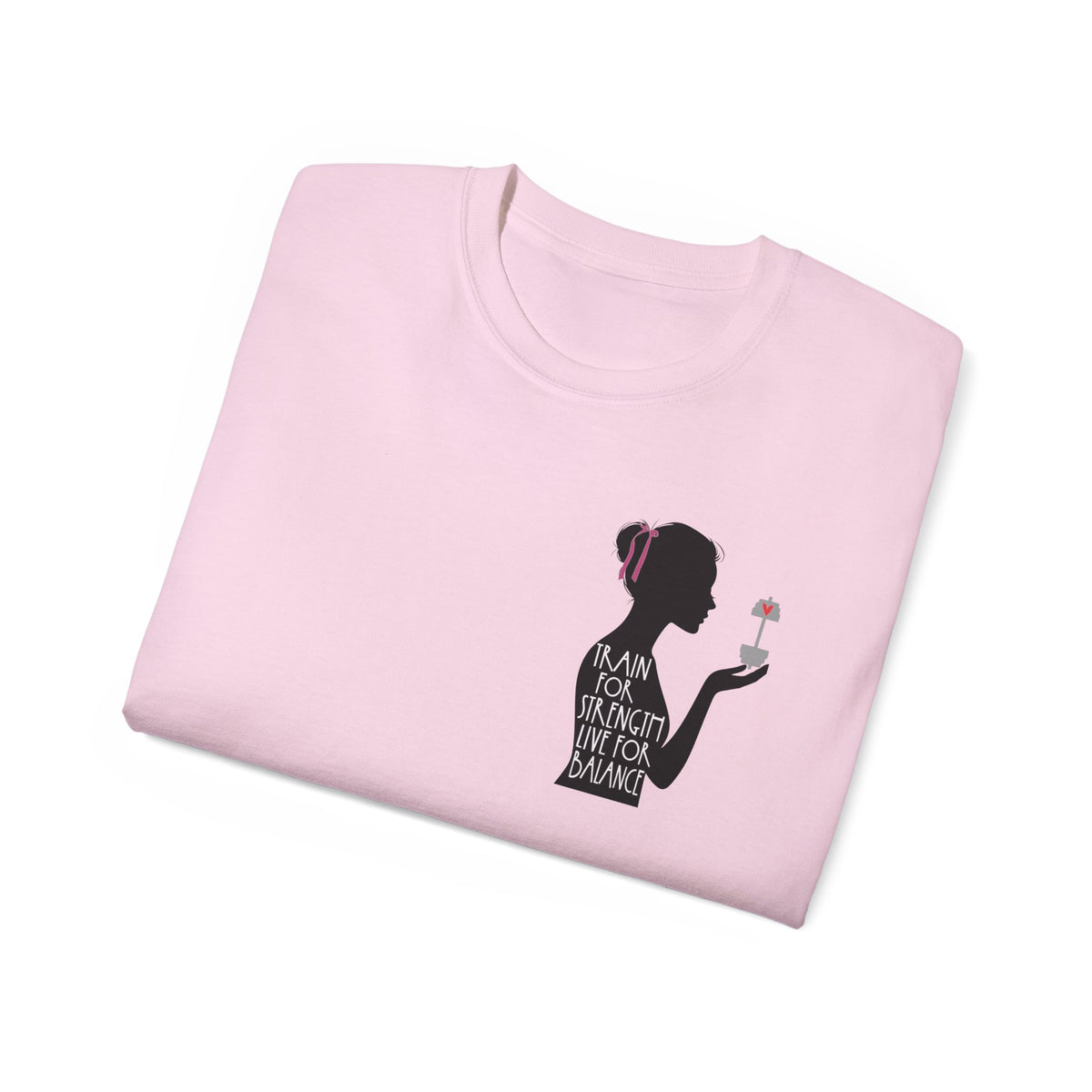 Train for Strength Live for Balance Tee - Promote Healthy Lifestyle T-shirt - Silhouette Design Series