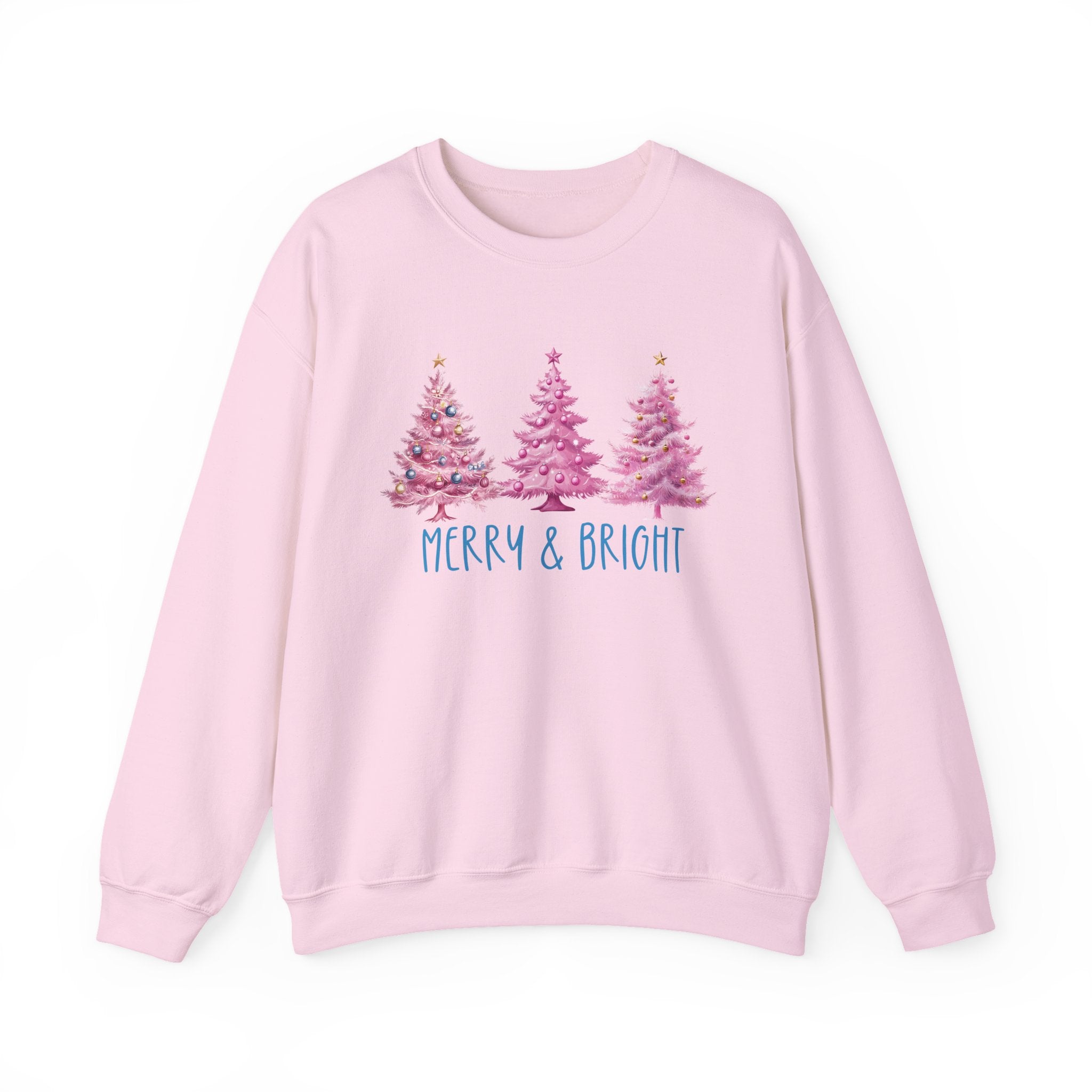 Merry & Bright Sweatshirt, Cozy Holiday Wear, Christmas Gift, Unisex Sweatshirt, Warm Winter Apparel, Festive Fashion, Pretty in Pink