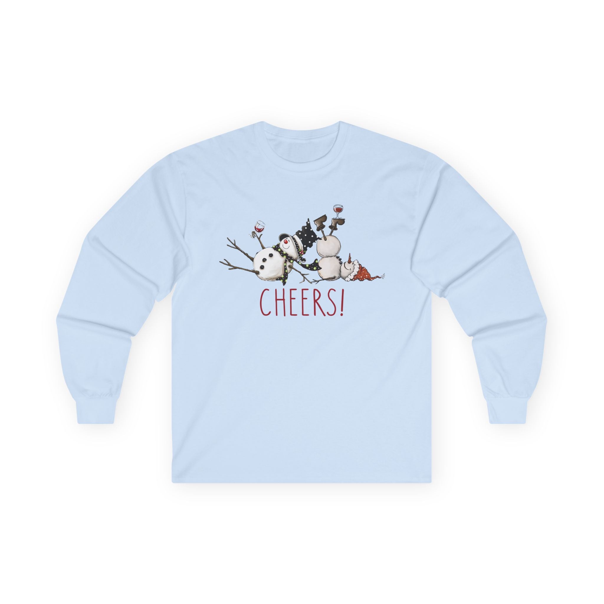 Cheers to Tipsy Snowman BFFs! Perfect Long Sleeve T-shirt, Tee, Holiday Fun, Winter Wear, Christmas, Festive, Party Tops, Best Friends