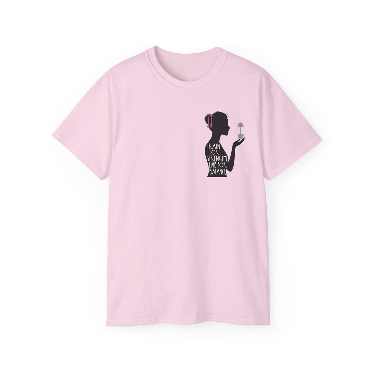 Train for Strength Live for Balance Tee - Promote Healthy Lifestyle T-shirt - Silhouette Design Series