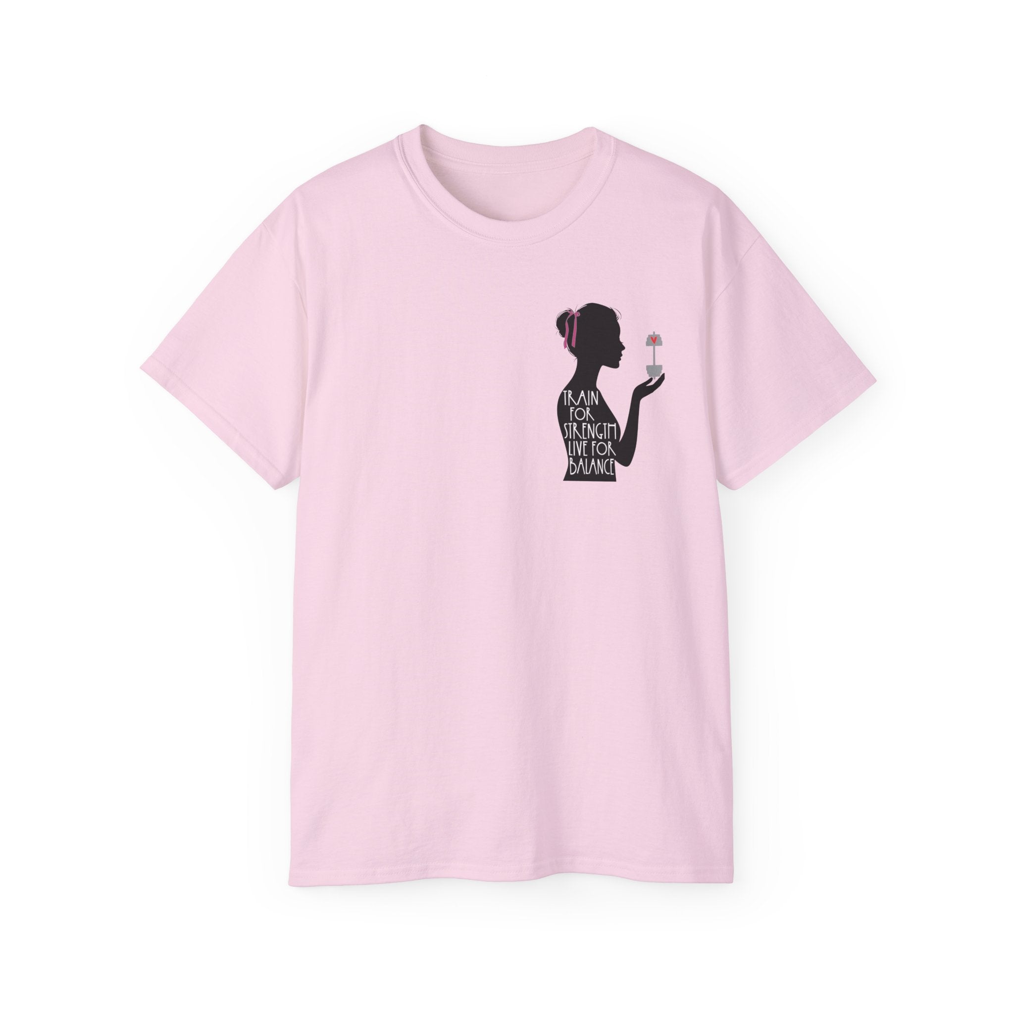 Train for Strength Live for Balance Tee - Promote Healthy Lifestyle T-shirt - Silhouette Design Series