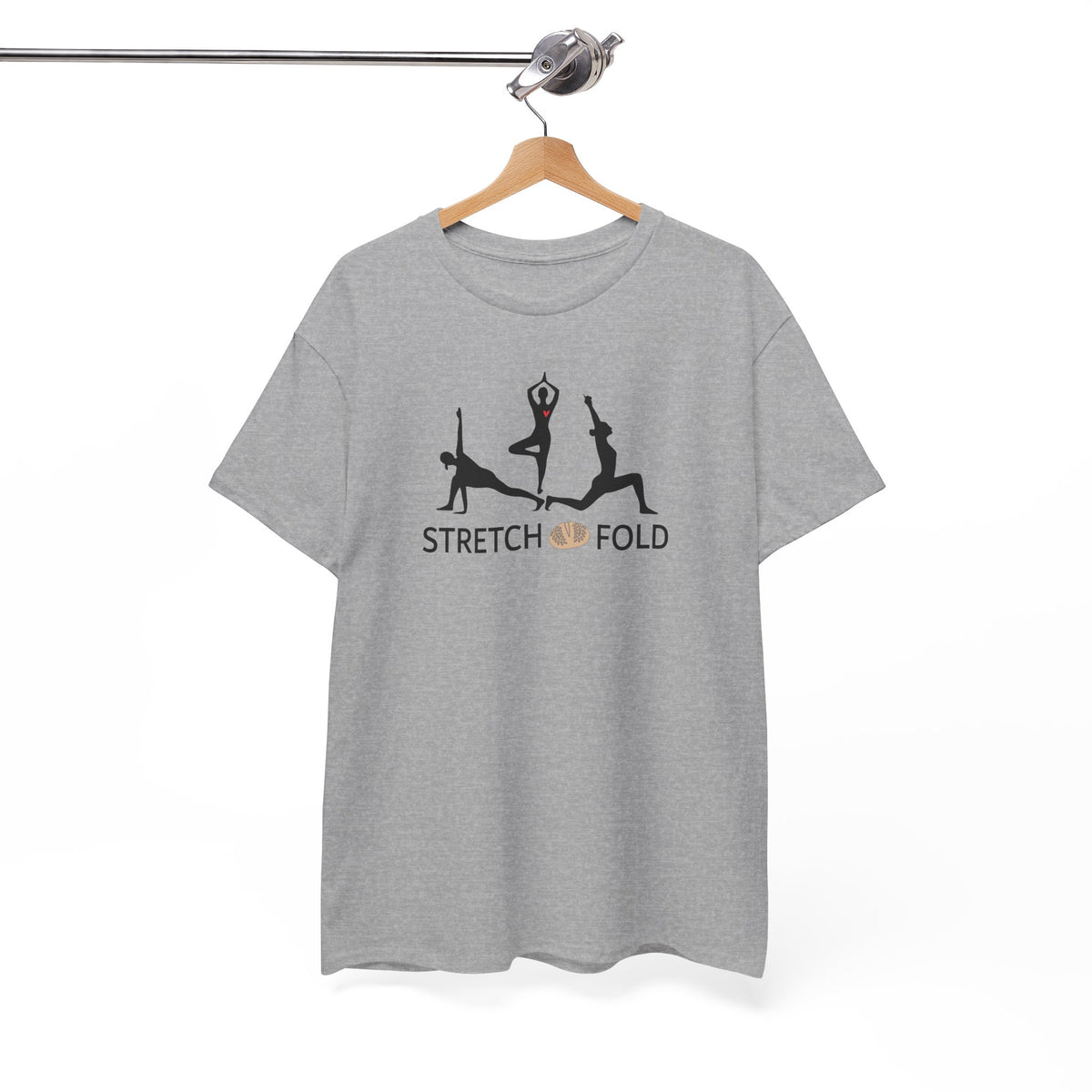Yoga Pose Silhouettes Stretch and Fold Tee - Pilates Fitness for Sourdough Bakers and more! Silhouette Design Series