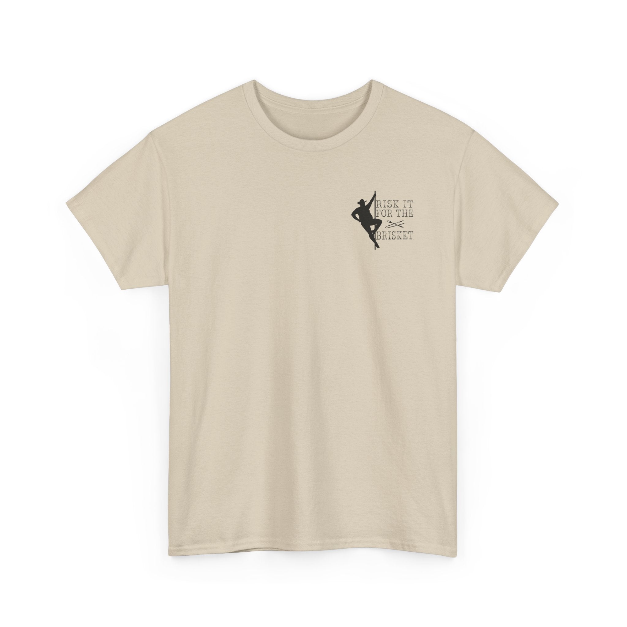 Risk It For The Brisket T-Shirt | BBQ Brisket Grill Shirt - Funny T-shirt - Great Gift - Front and Back Print