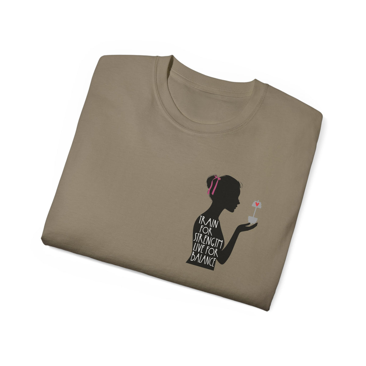 Train for Strength Live for Balance Tee - Promote Healthy Lifestyle T-shirt - Silhouette Design Series