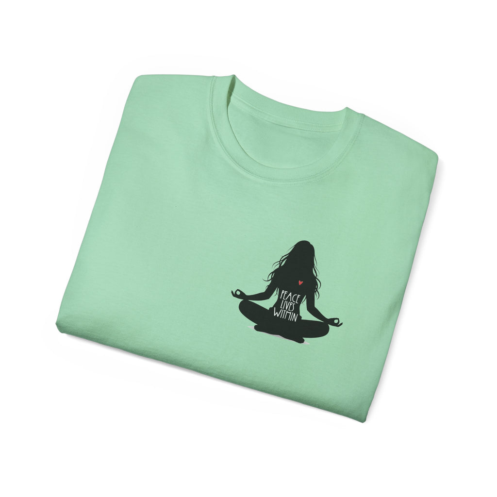 Peace Lives Within - Meditation T-Shirt - Yoga & Mindfulness Tee - Silhouette Design Series