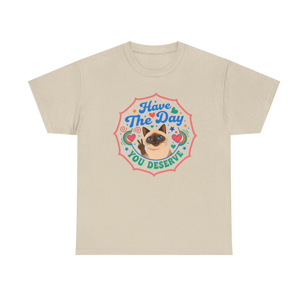Have The Day You Deserve - Vintage Cat Tee (Good Vibes) - Fun Attire