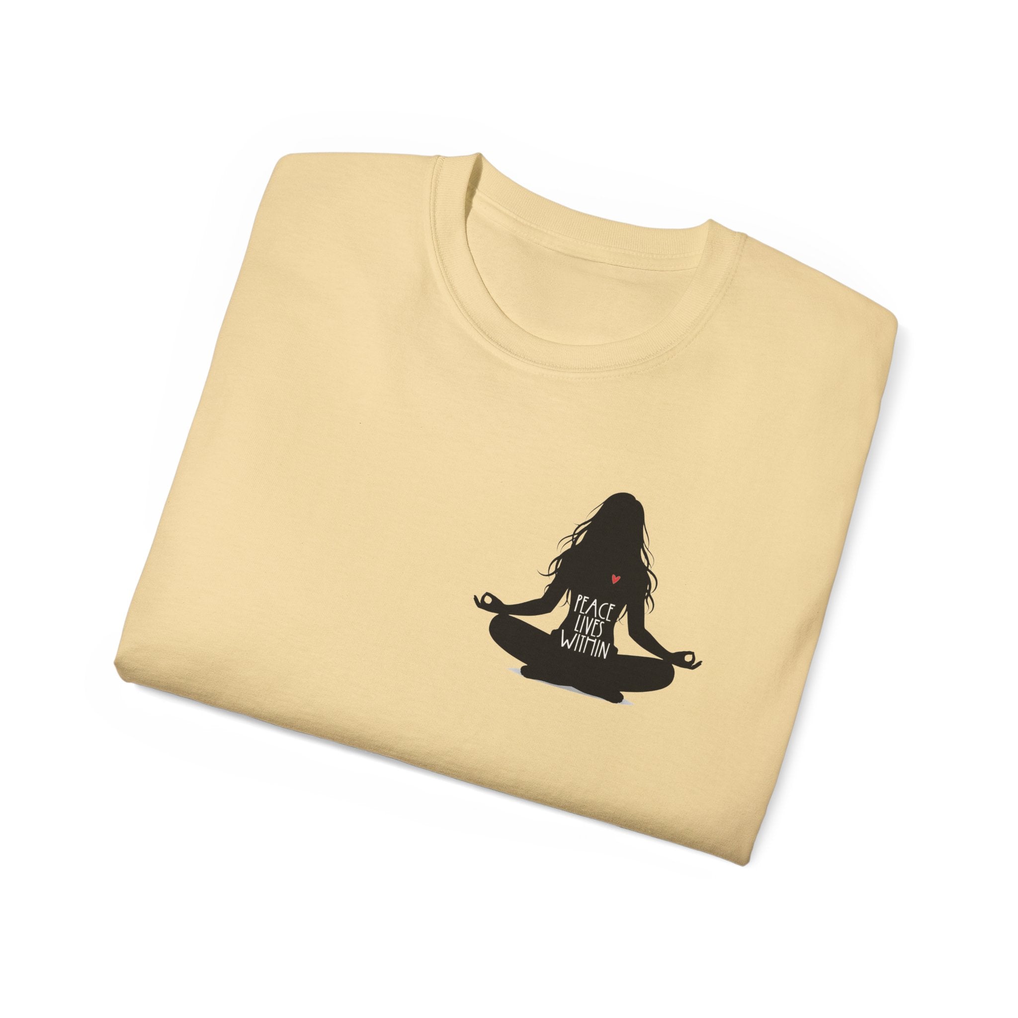 Peace Lives Within - Meditation T-Shirt - Yoga & Mindfulness Tee - Silhouette Design Series
