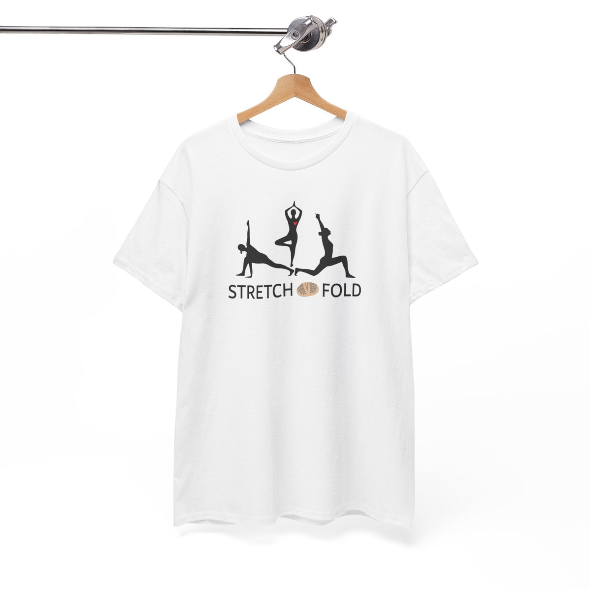 Yoga Pose Silhouettes Stretch and Fold Tee - Pilates Fitness for Sourdough Bakers and more! Silhouette Design Series
