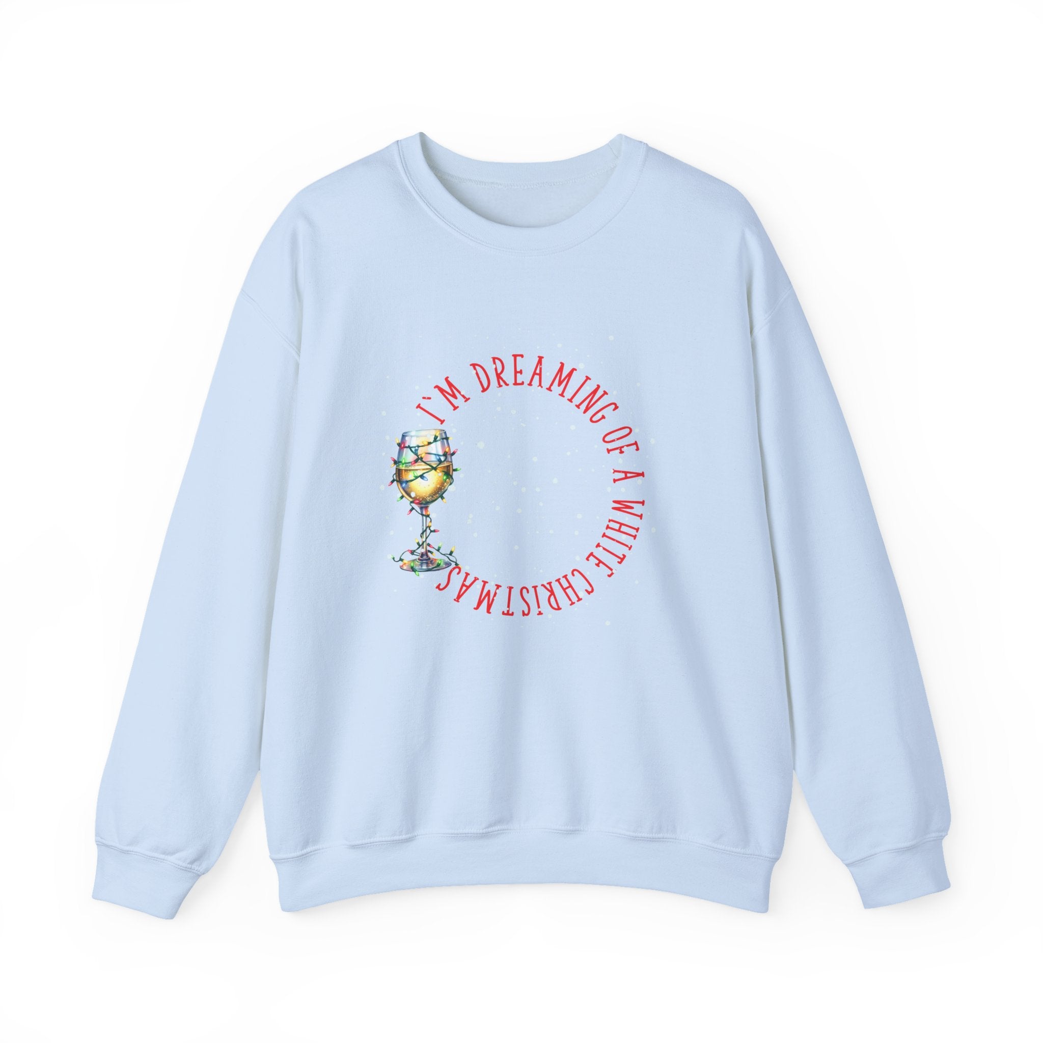 White Christmas Wine Lover Sweatshirt, Holiday Winter Festive, Cozy Gift for Wine Enthusiasts, Dreaming Of A White Christmas, Cheers