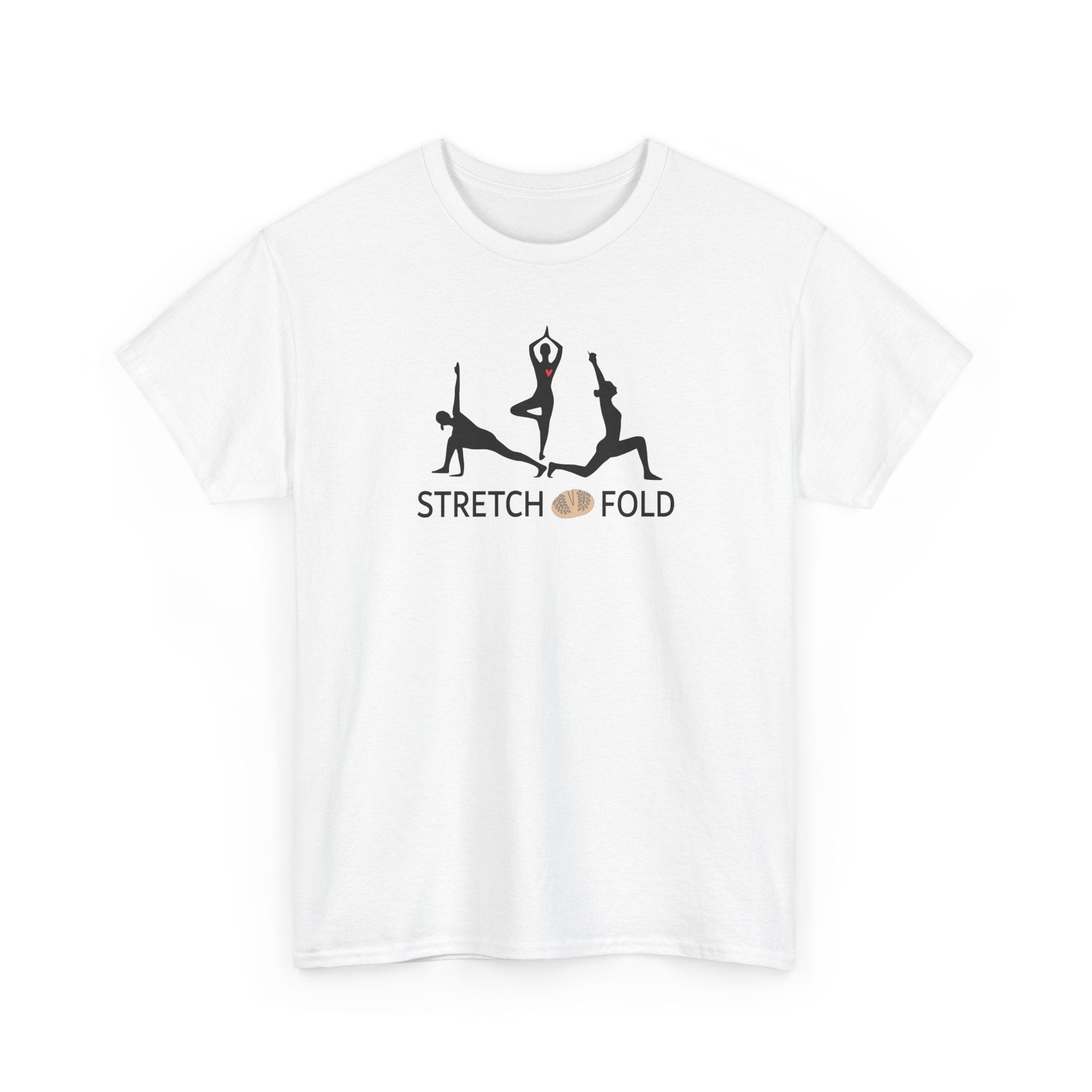 Yoga Pose Silhouettes Stretch and Fold Tee - Pilates Fitness for Sourdough Bakers and more! Silhouette Design Series