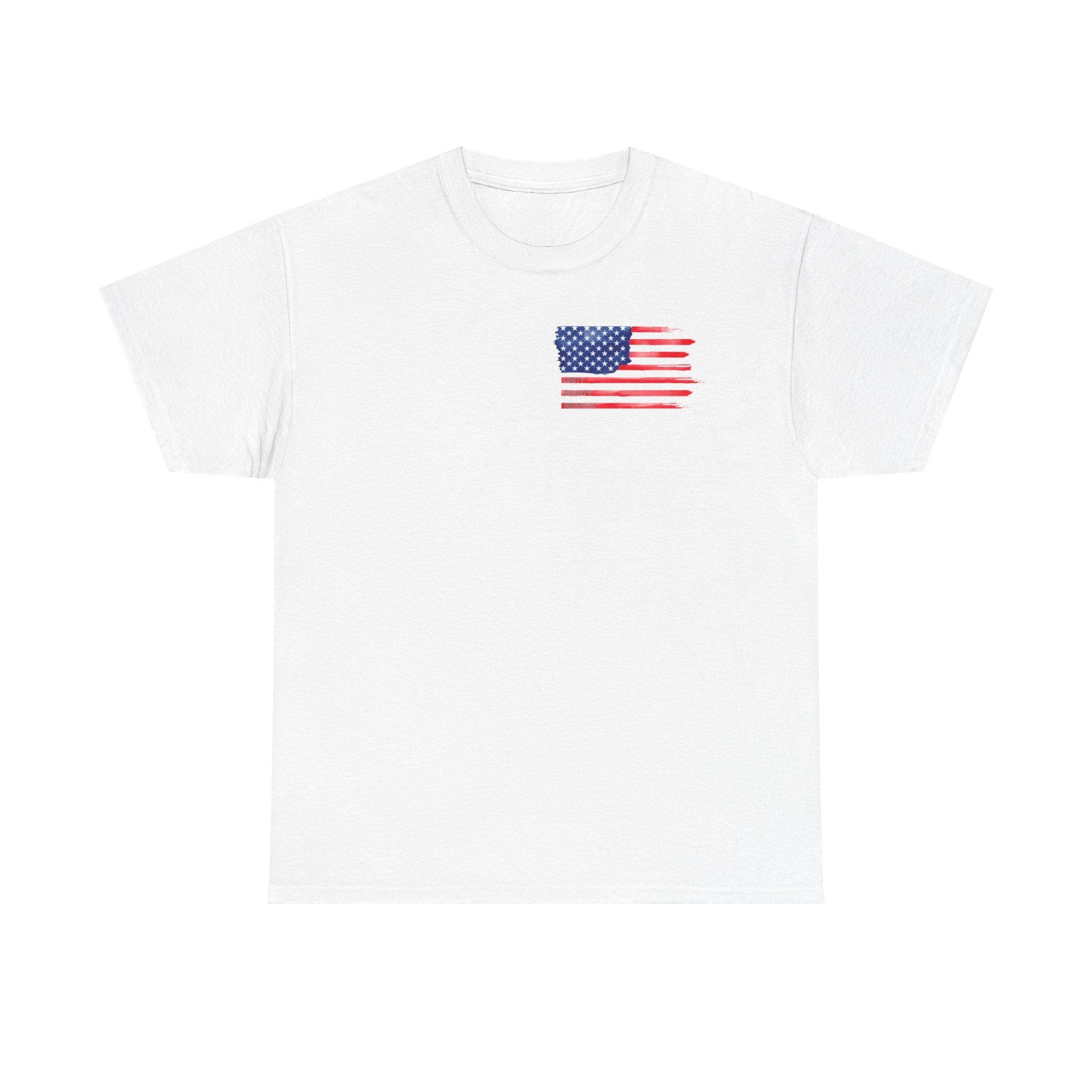 America! Unity Respect Dignity Unisex T-shirt, One Nation Under God, Patriotic, Show Care, USA Flag, Peace Protest Apparel, American Pride
