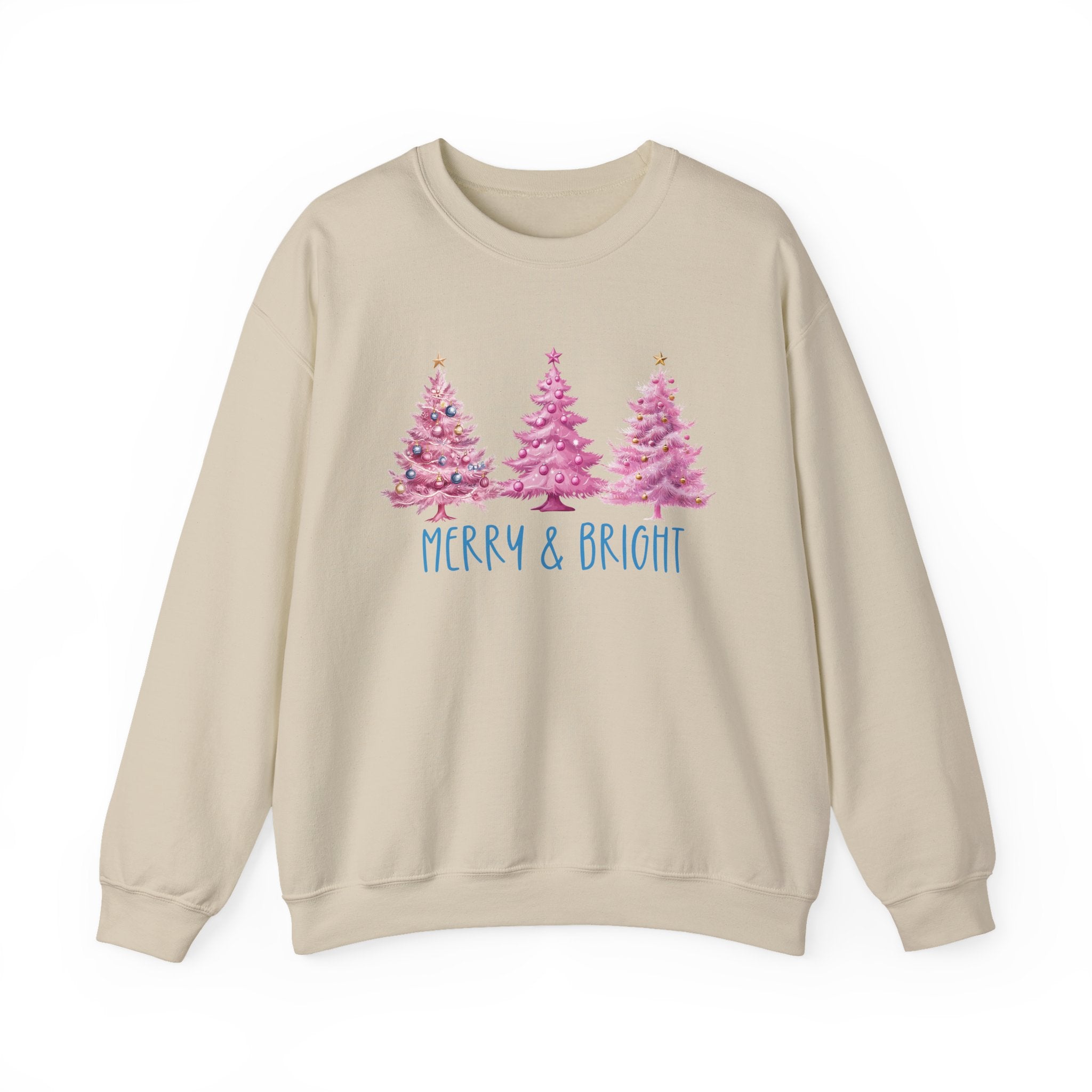 Merry & Bright Sweatshirt, Cozy Holiday Wear, Christmas Gift, Unisex Sweatshirt, Warm Winter Apparel, Festive Fashion, Pretty in Pink