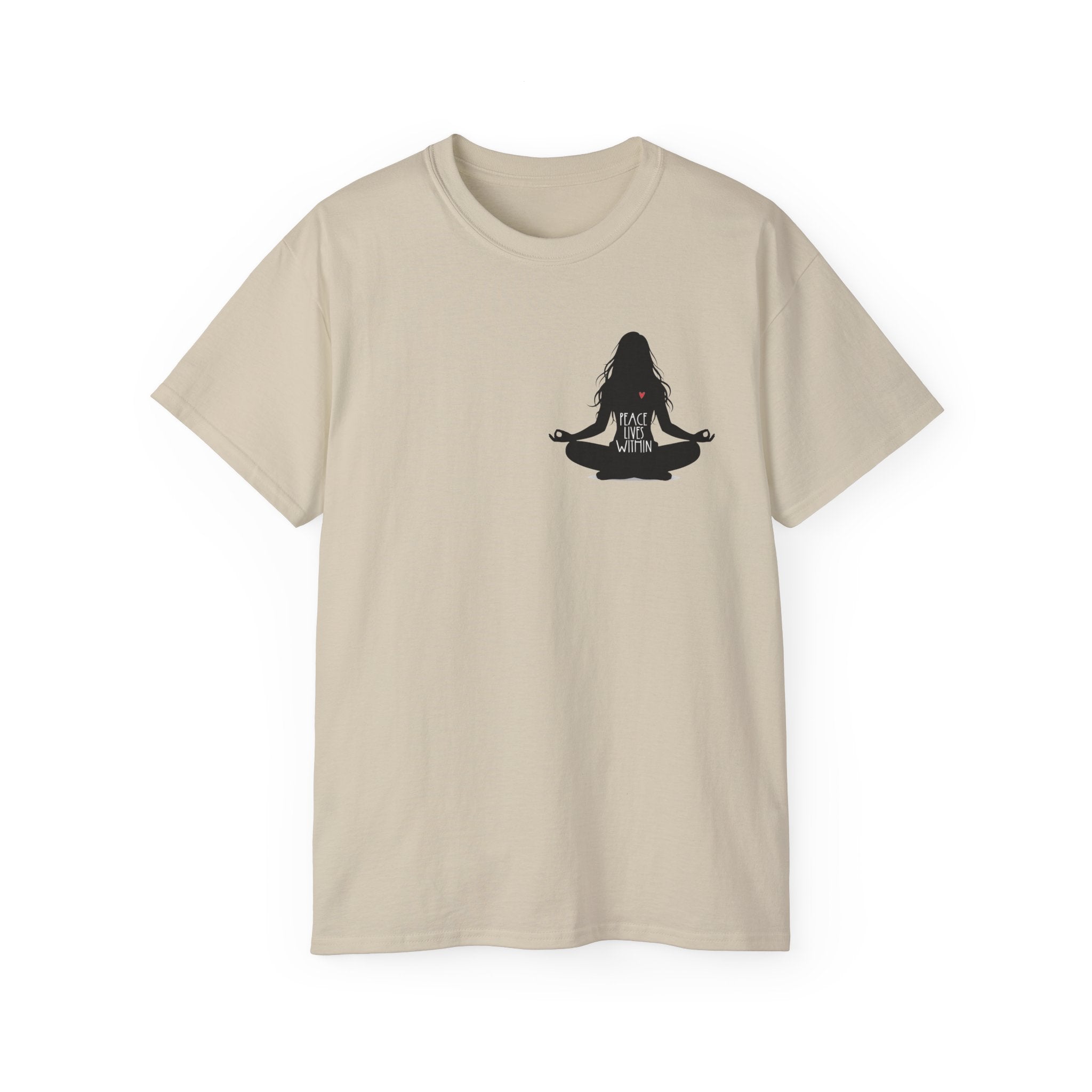Peace Lives Within - Meditation T-Shirt - Yoga & Mindfulness Tee - Silhouette Design Series