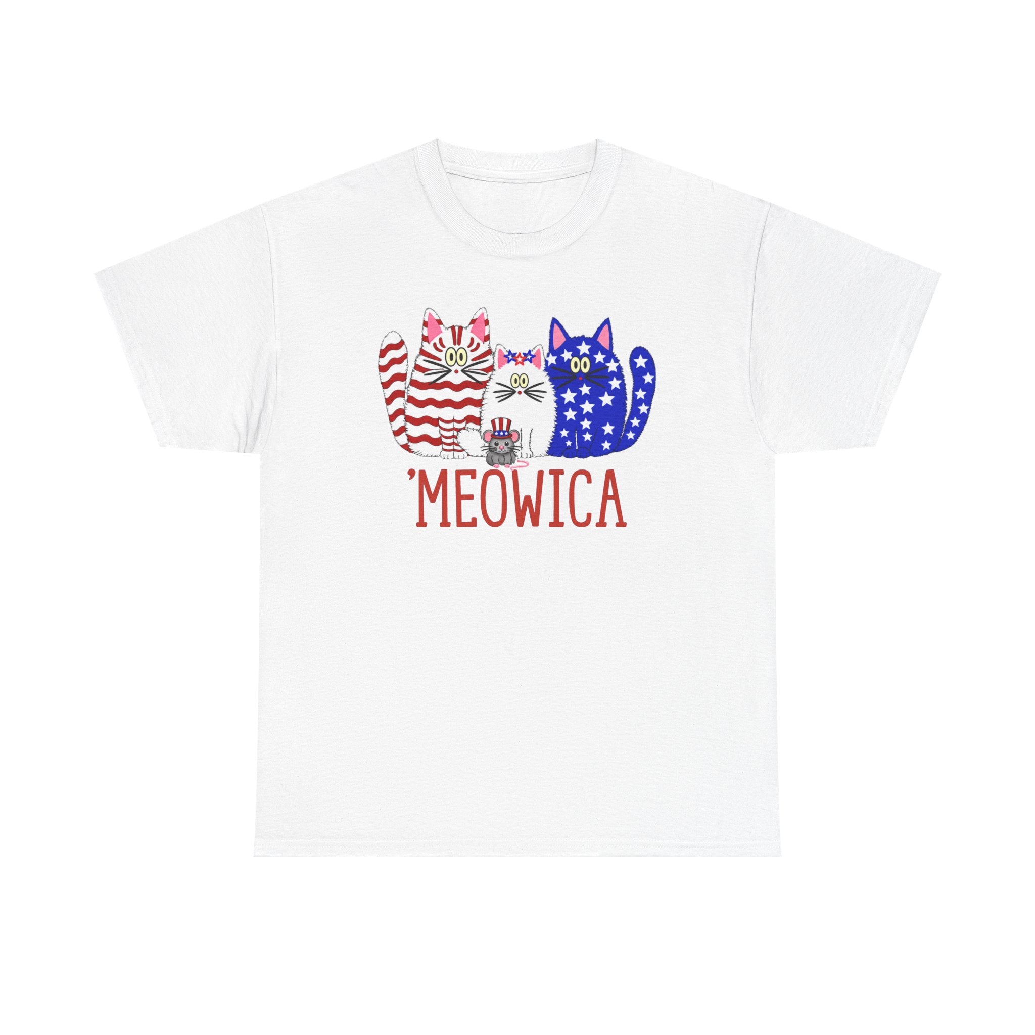 'Meowica Patriotic Cat T-Shirt - Fourth of July USA Cats - Festive and Fun Apparel