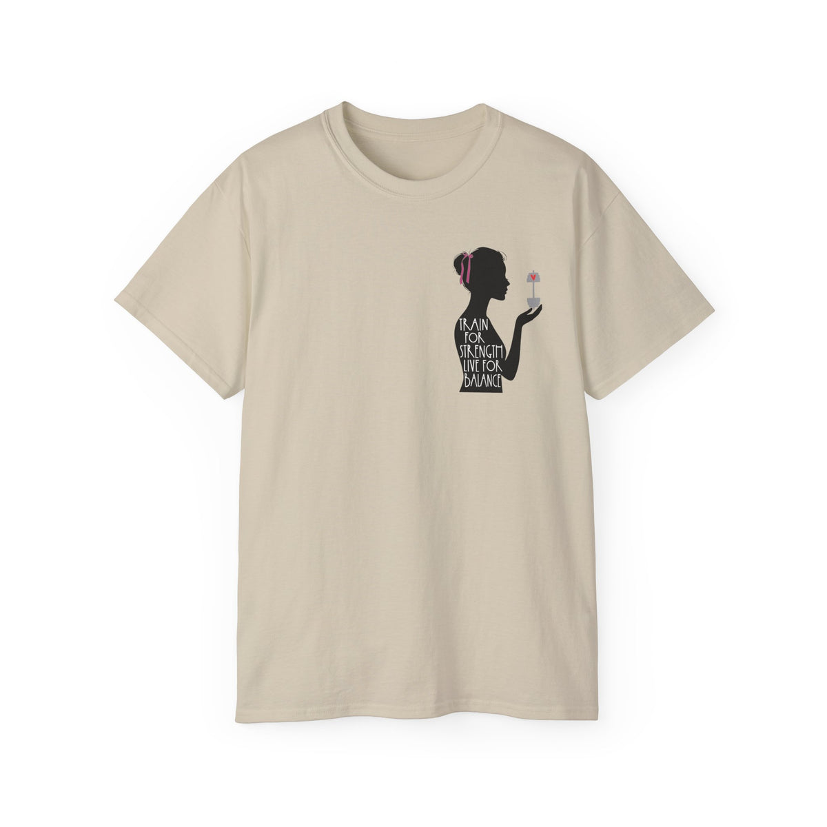 Train for Strength Live for Balance Tee - Promote Healthy Lifestyle T-shirt - Silhouette Design Series