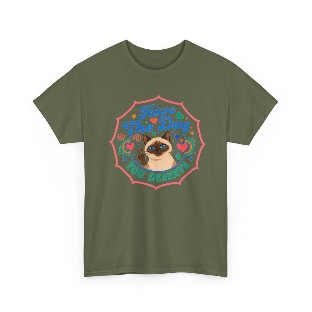 Have The Day You Deserve - Vintage Cat Tee (Good Vibes) - Fun Attire