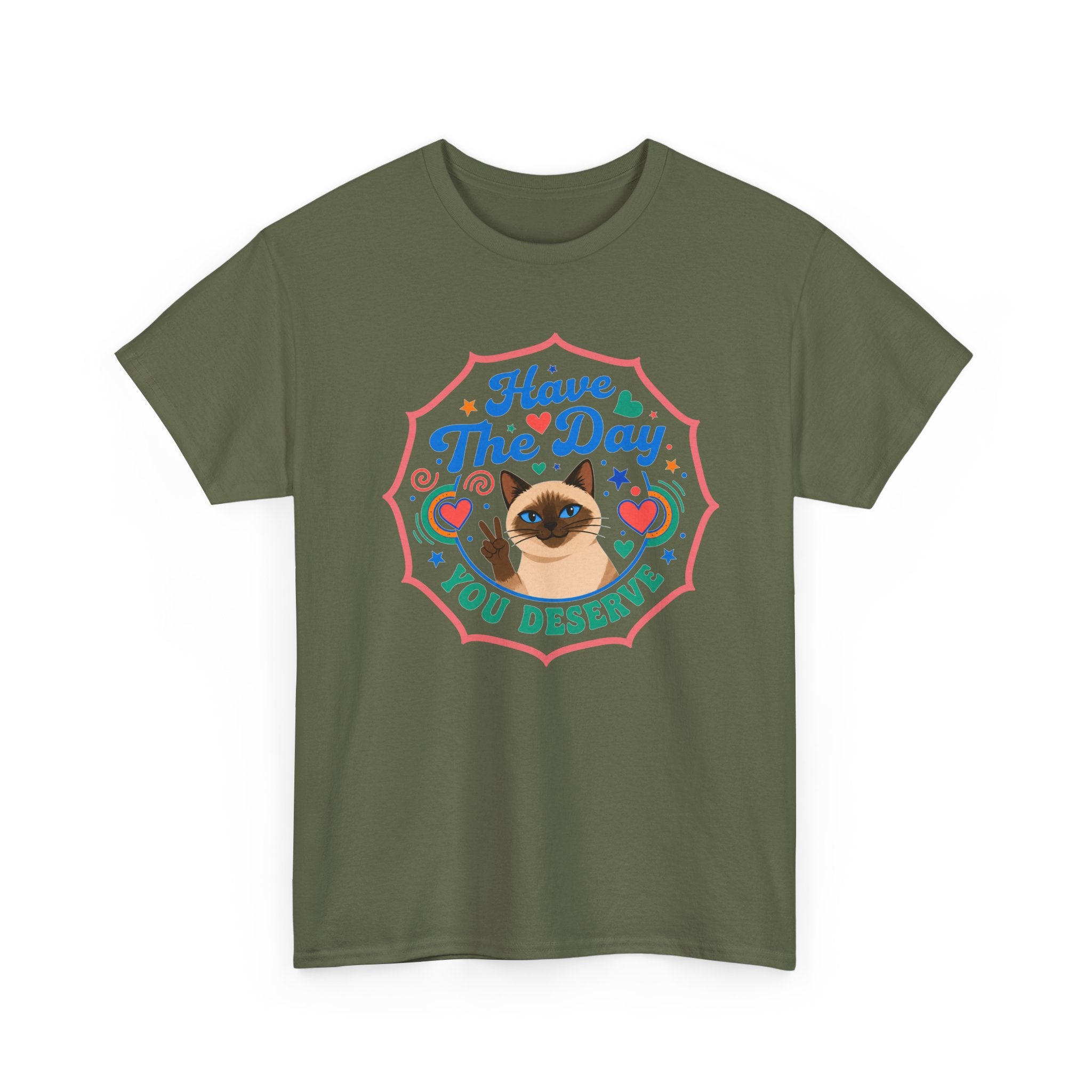 Have The Day You Deserve - Vintage Cat Tee (Good Vibes) - Fun Attire
