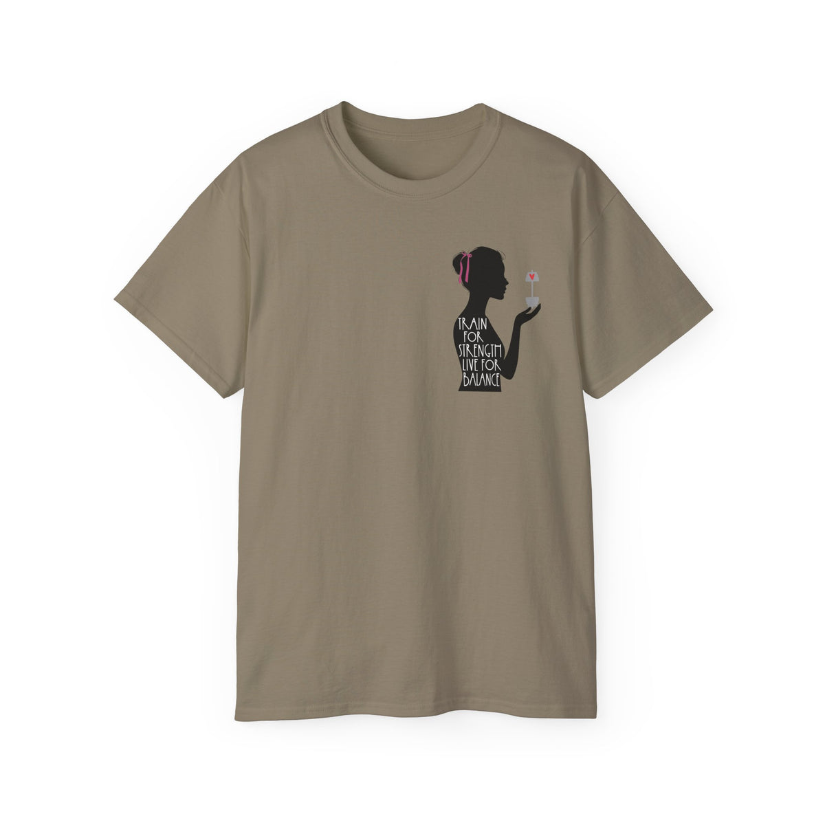 Train for Strength Live for Balance Tee - Promote Healthy Lifestyle T-shirt - Silhouette Design Series