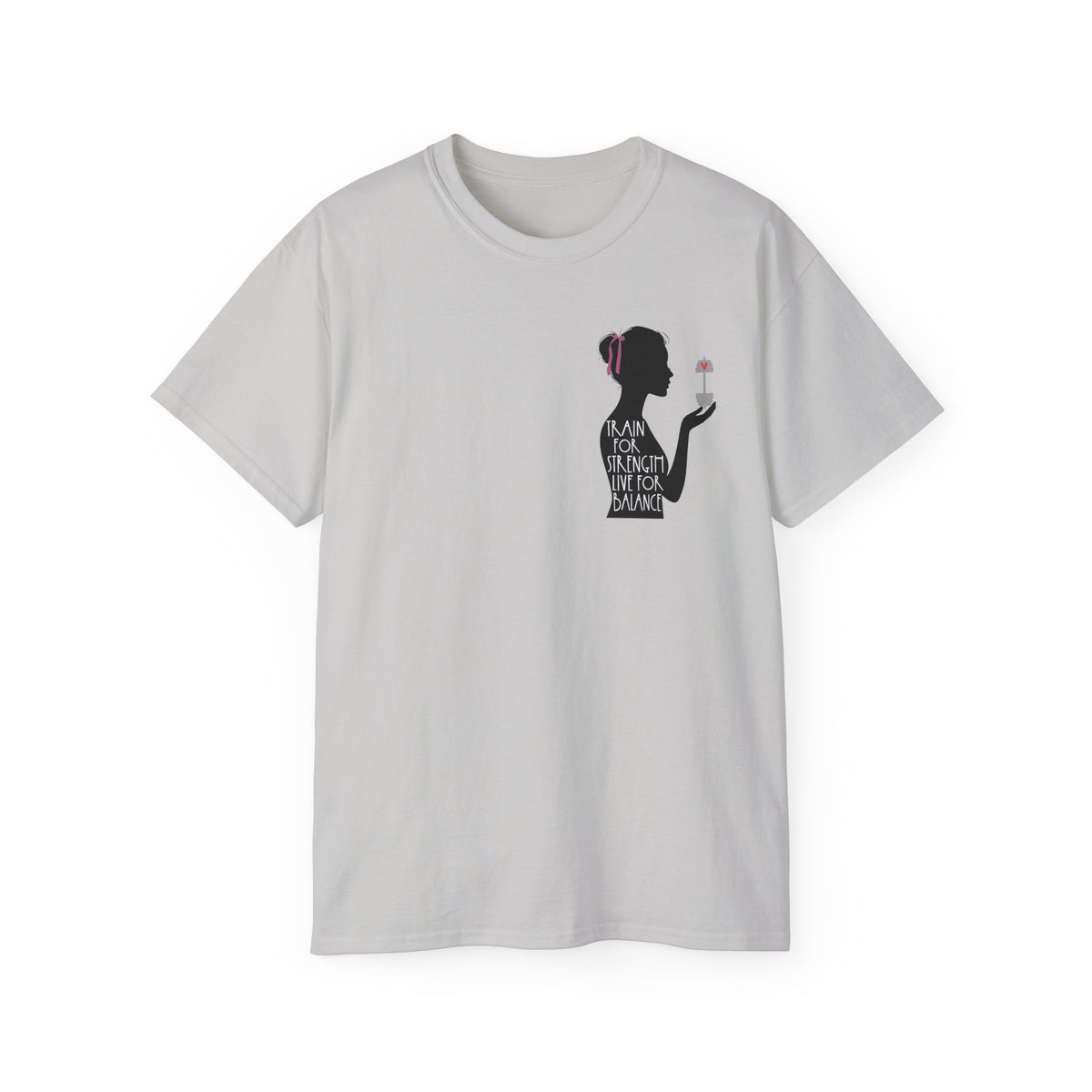 Train for Strength Live for Balance Tee - Promote Healthy Lifestyle T-shirt - Silhouette Design Series
