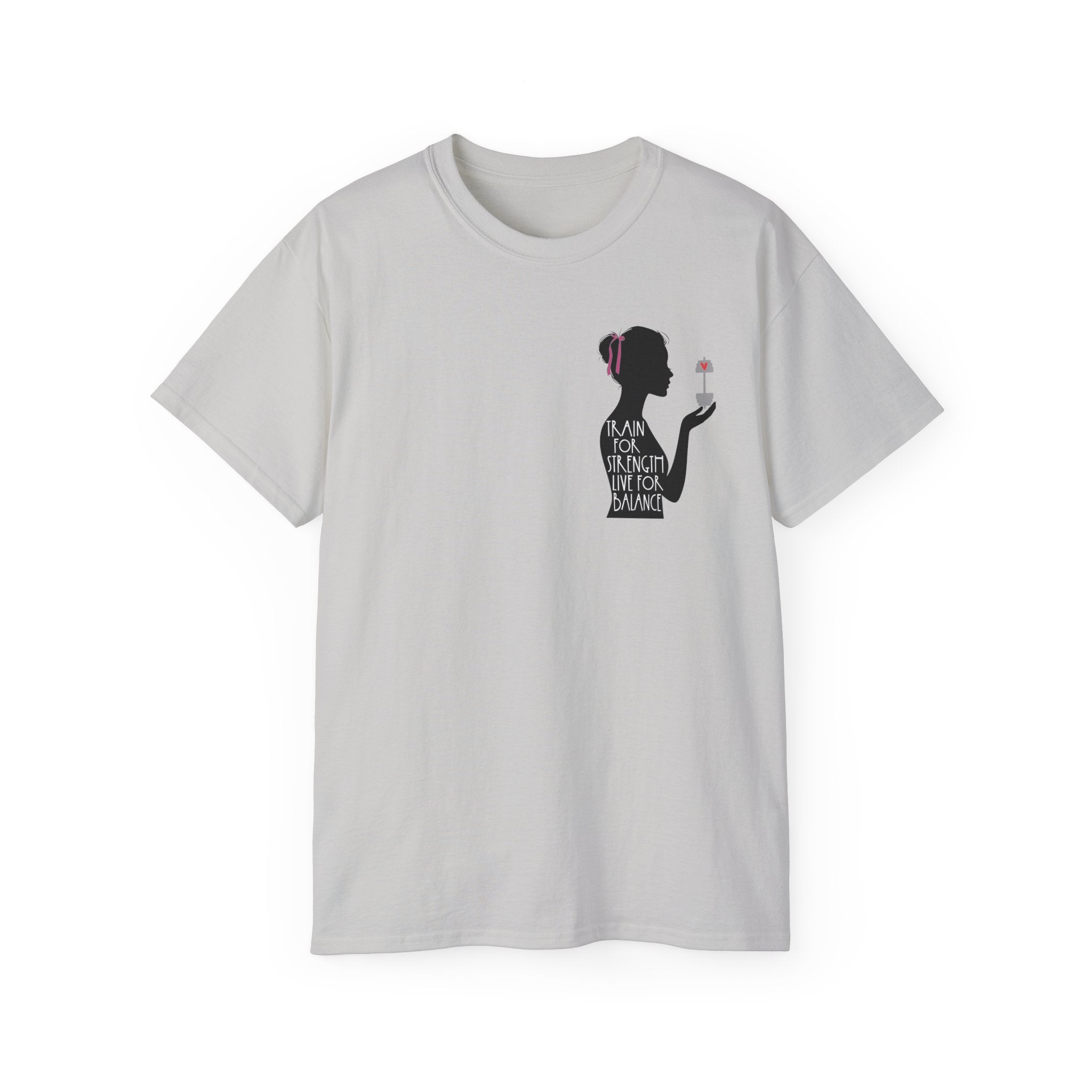 Train for Strength Live for Balance Tee - Promote Healthy Lifestyle T-shirt - Silhouette Design Series