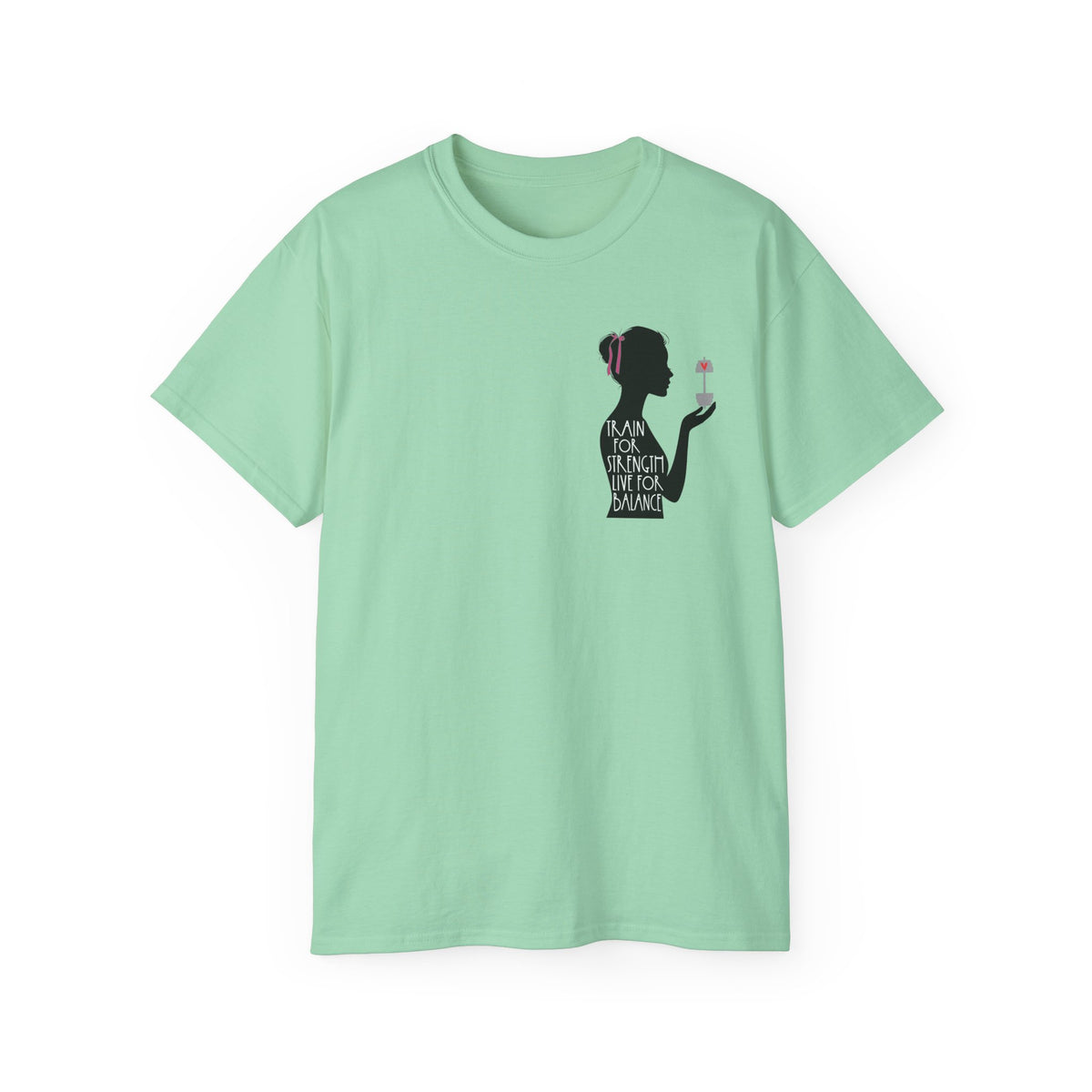 Train for Strength Live for Balance Tee - Promote Healthy Lifestyle T-shirt - Silhouette Design Series