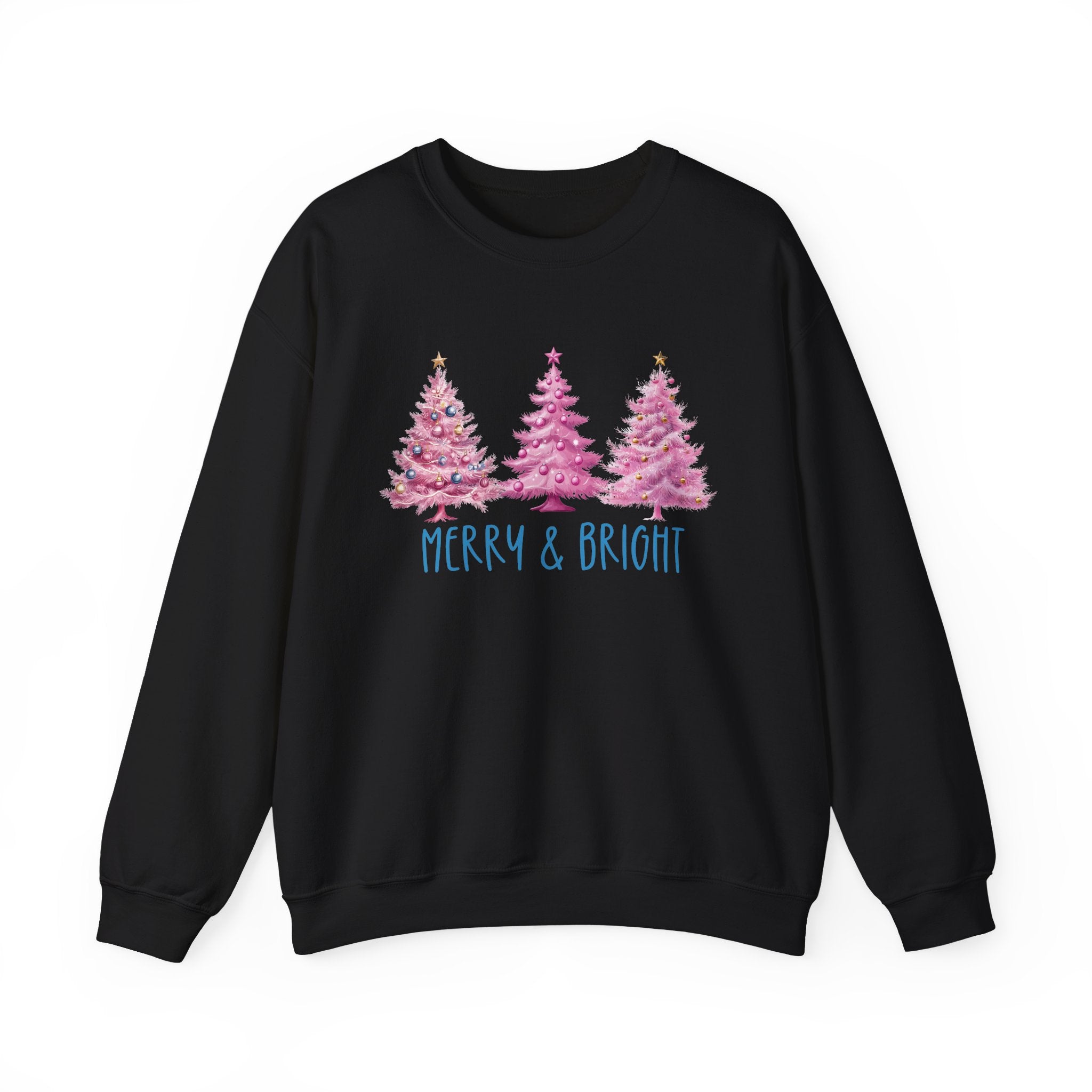 Merry & Bright Sweatshirt, Cozy Holiday Wear, Christmas Gift, Unisex Sweatshirt, Warm Winter Apparel, Festive Fashion, Pretty in Pink