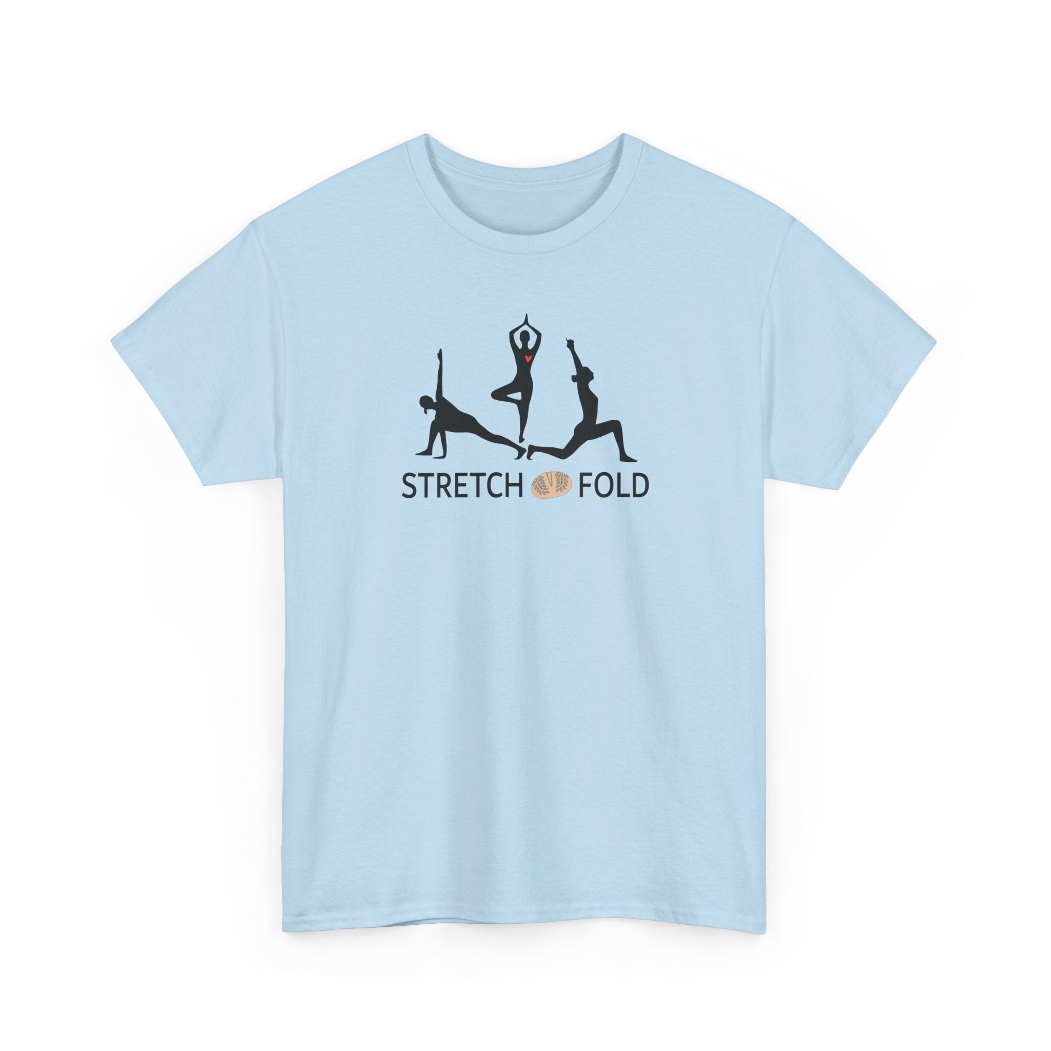 Yoga Pose Silhouettes Stretch and Fold Tee - Pilates Fitness for Sourdough Bakers and more! Silhouette Design Series