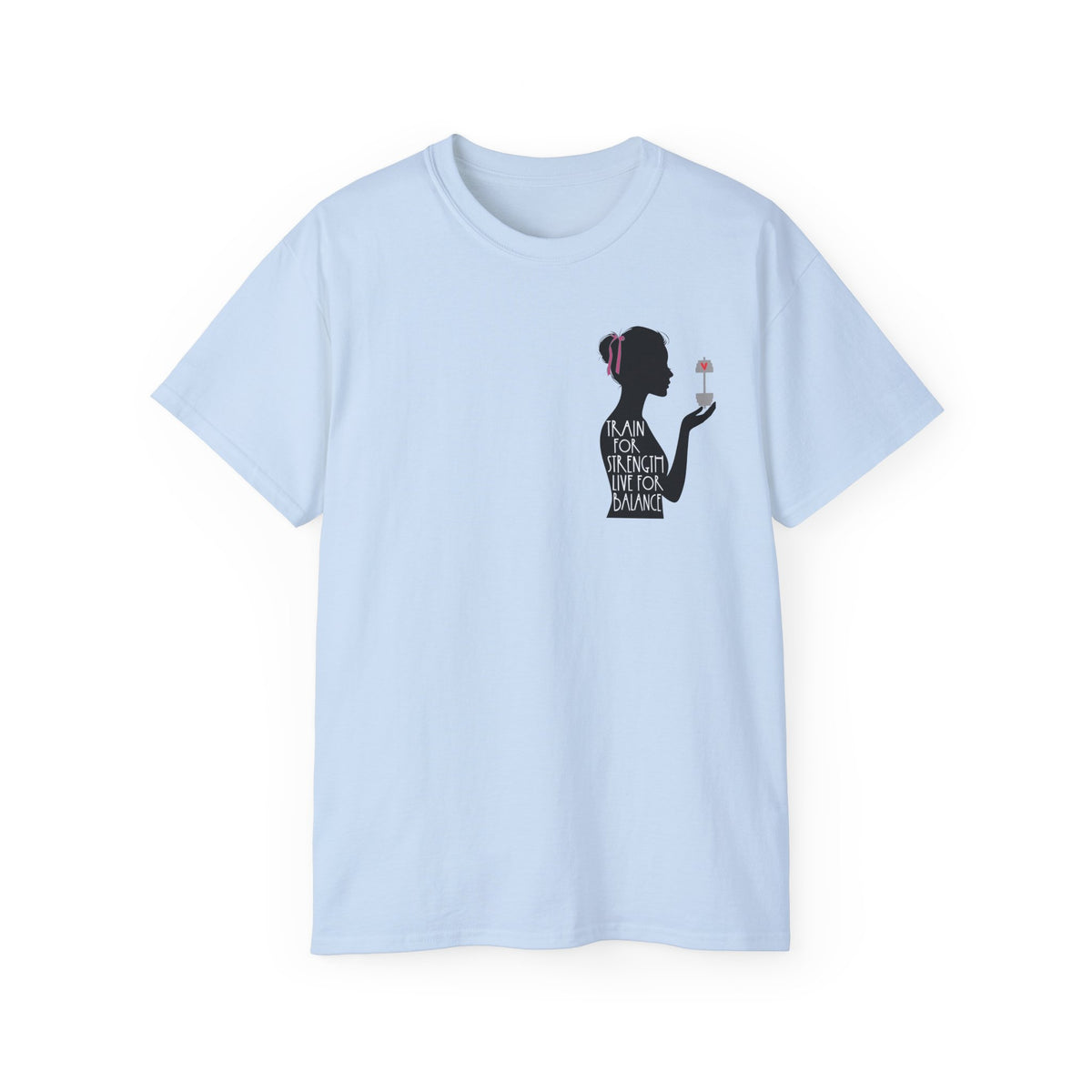 Train for Strength Live for Balance Tee - Promote Healthy Lifestyle T-shirt - Silhouette Design Series