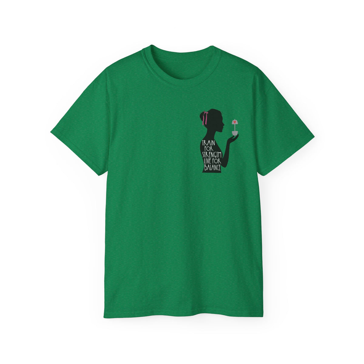 Train for Strength Live for Balance Tee - Promote Healthy Lifestyle T-shirt - Silhouette Design Series