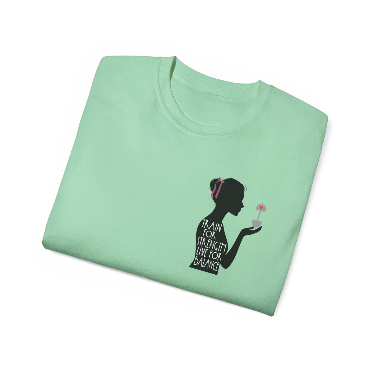 Train for Strength Live for Balance Tee - Promote Healthy Lifestyle T-shirt - Silhouette Design Series
