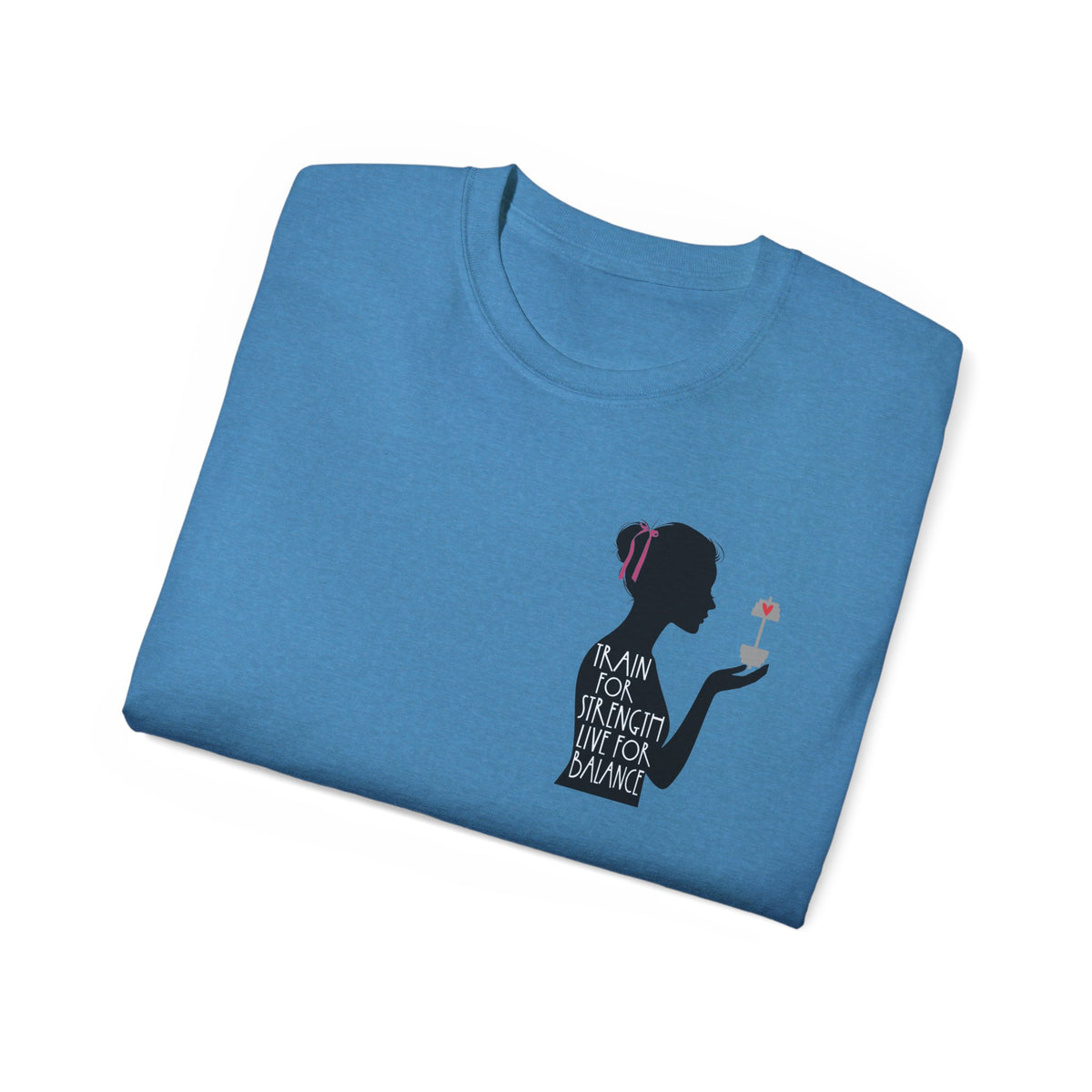 Train for Strength Live for Balance Tee - Promote Healthy Lifestyle T-shirt - Silhouette Design Series