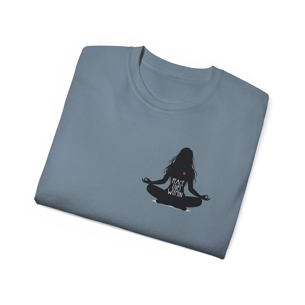 Peace Lives Within - Meditation T-Shirt - Yoga & Mindfulness Tee - Silhouette Design Series