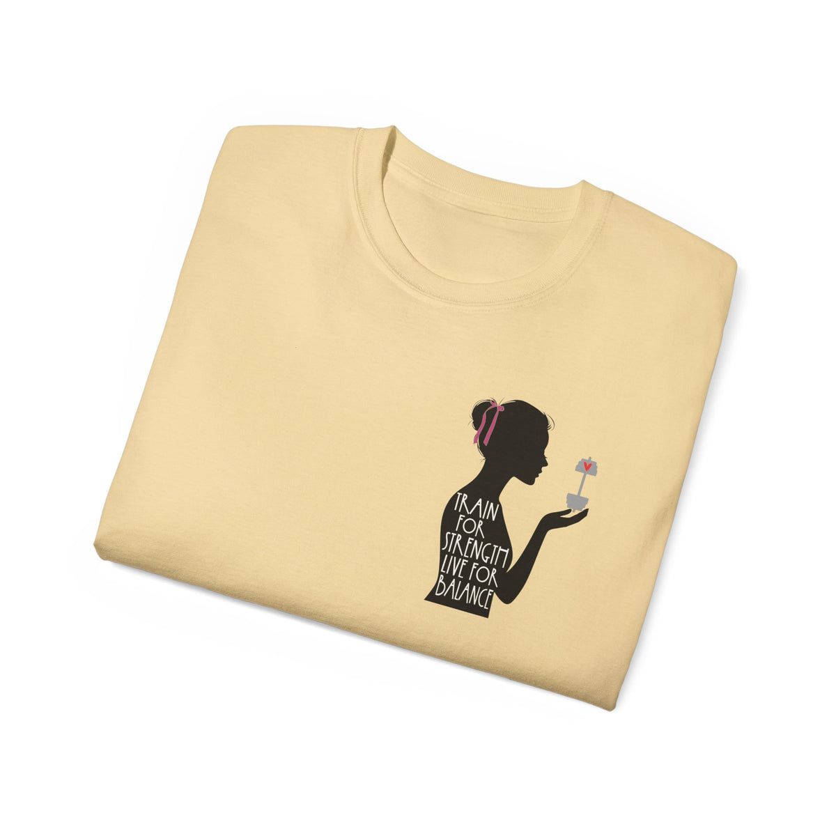 Train for Strength Live for Balance Tee - Promote Healthy Lifestyle T-shirt - Silhouette Design Series