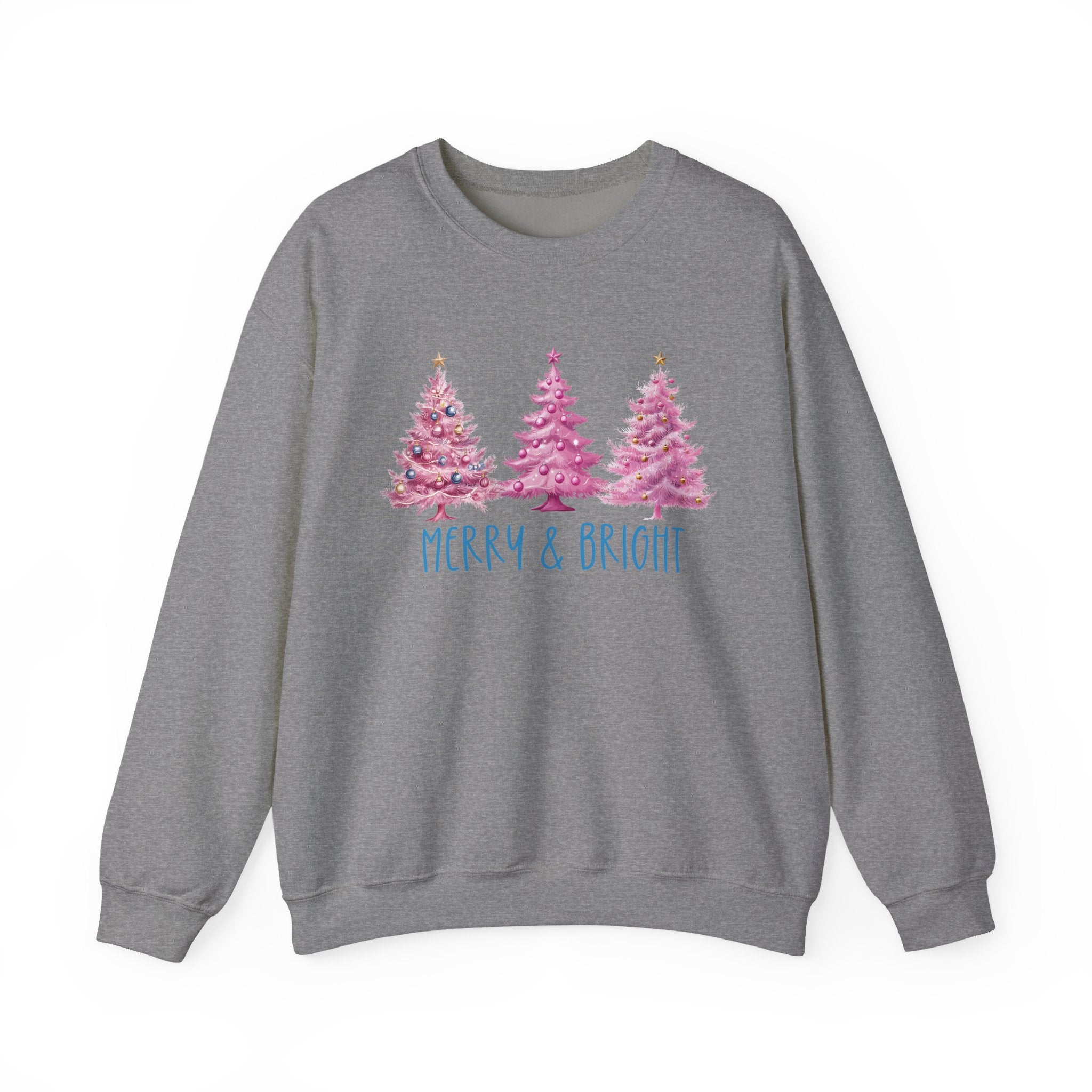 Merry & Bright Sweatshirt, Cozy Holiday Wear, Christmas Gift, Unisex Sweatshirt, Warm Winter Apparel, Festive Fashion, Pretty in Pink