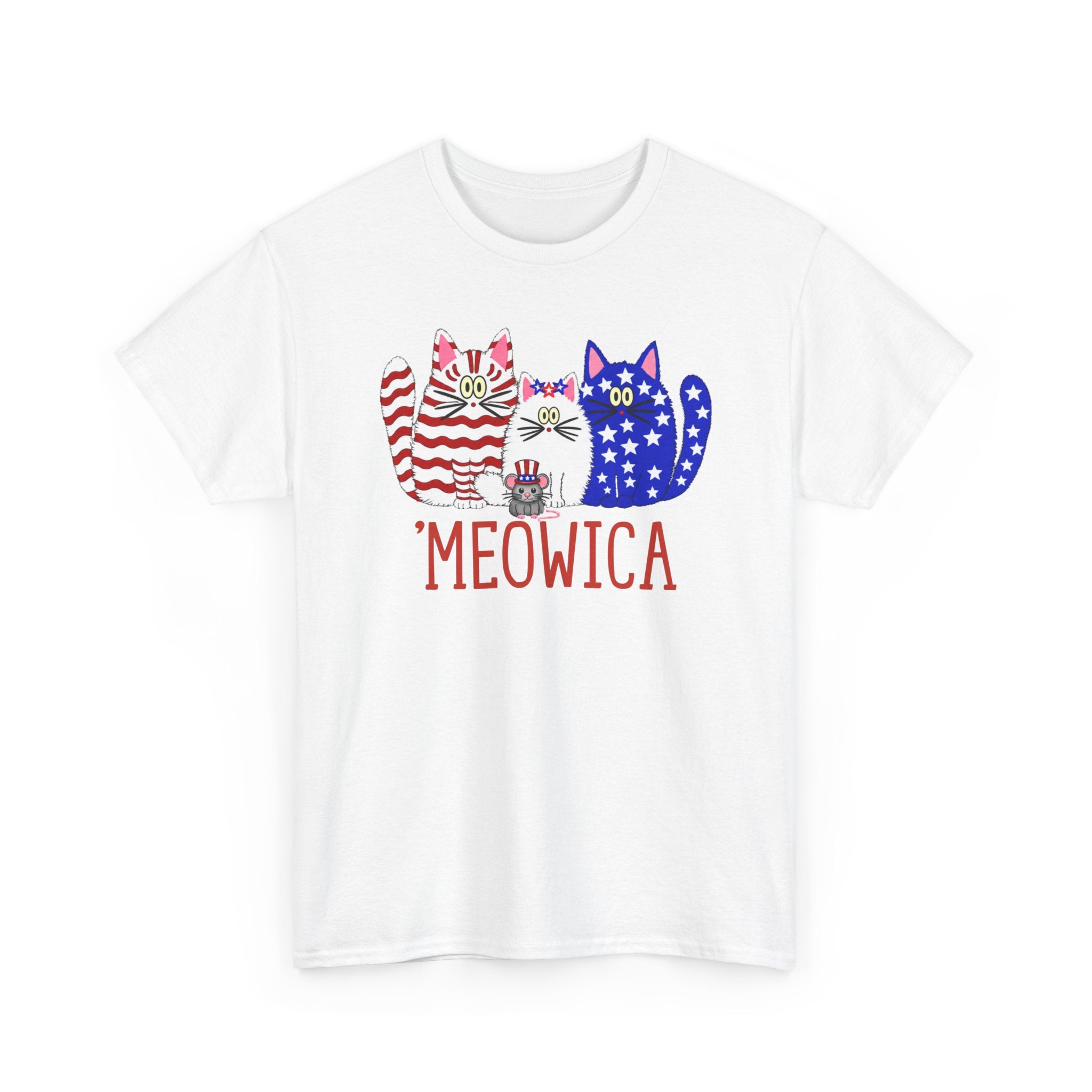 'Meowica Patriotic Cat T-Shirt - Fourth of July USA Cats - Festive and Fun Apparel