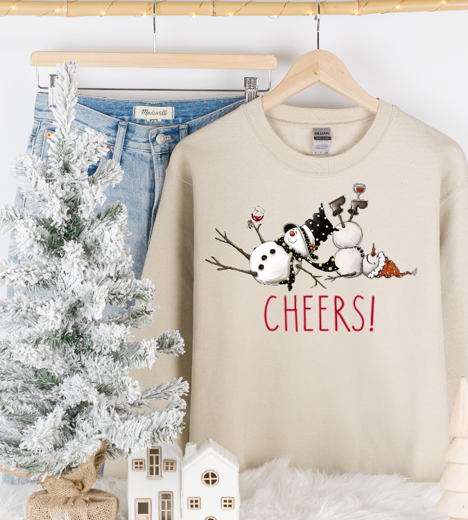 Cheers to Tipsy Snowman BFFs! Perfect Sweatshirt, Holiday Fun, Winter Wear, Christmas Crewneck, Festive Pullover, Party Tops, Best Friends
