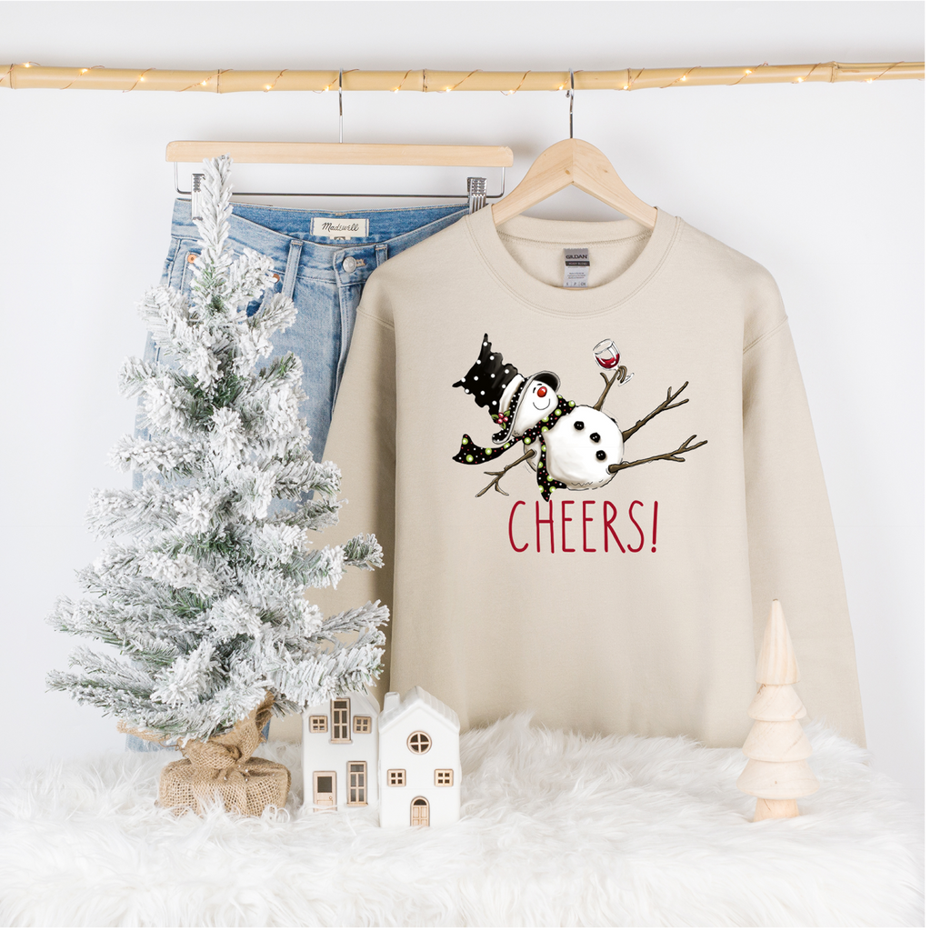 Holiday Wear Tipsy Snowman Sweatshirt, Christmas Fun, Winter Apparel, Festive Top, Funny Xmas Sweatshirt, Cheers!