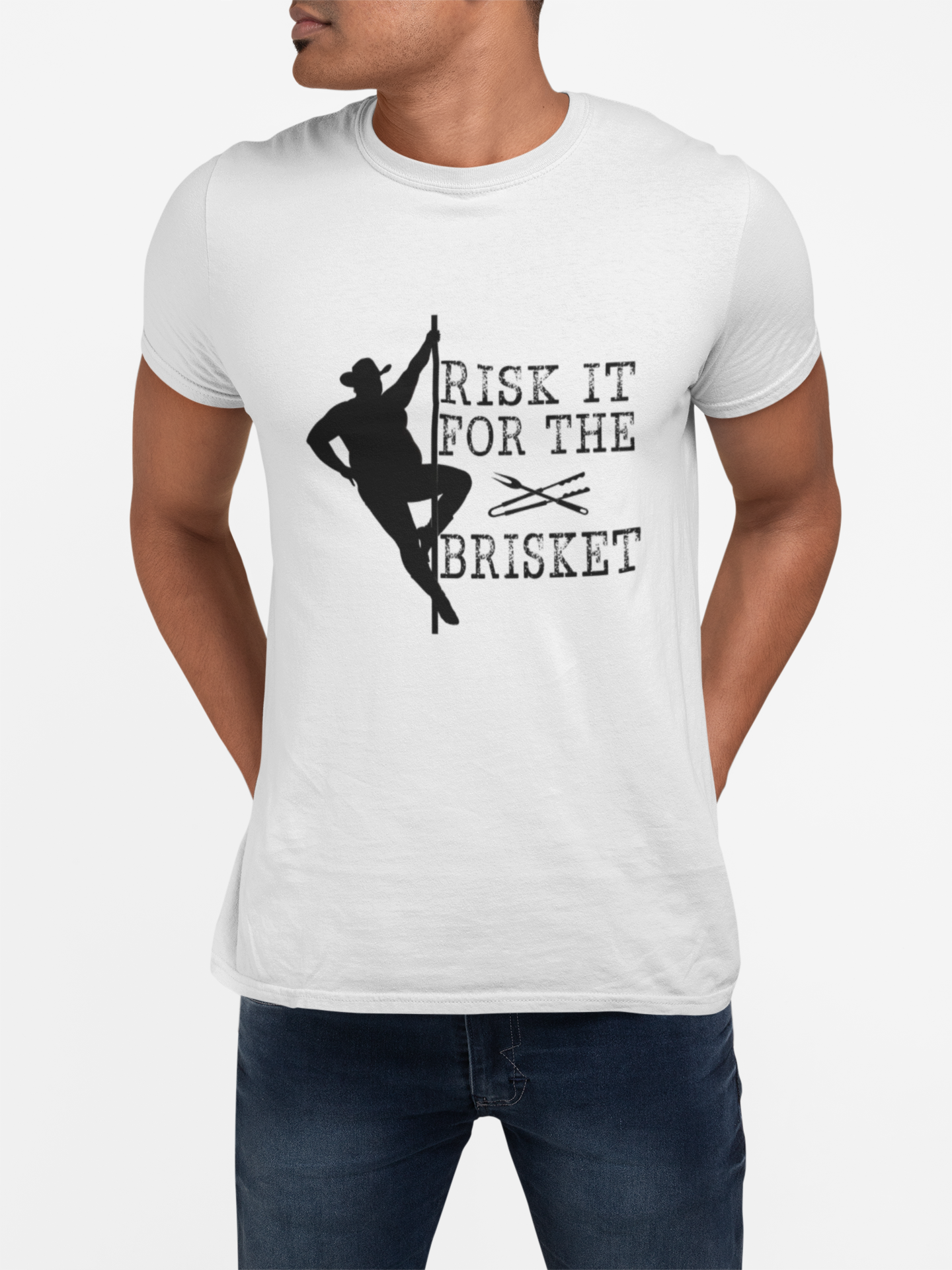 Risk It For The Brisket T-Shirt | BBQ Brisket Grill Shirt - Funny T-shirt - Great Gift