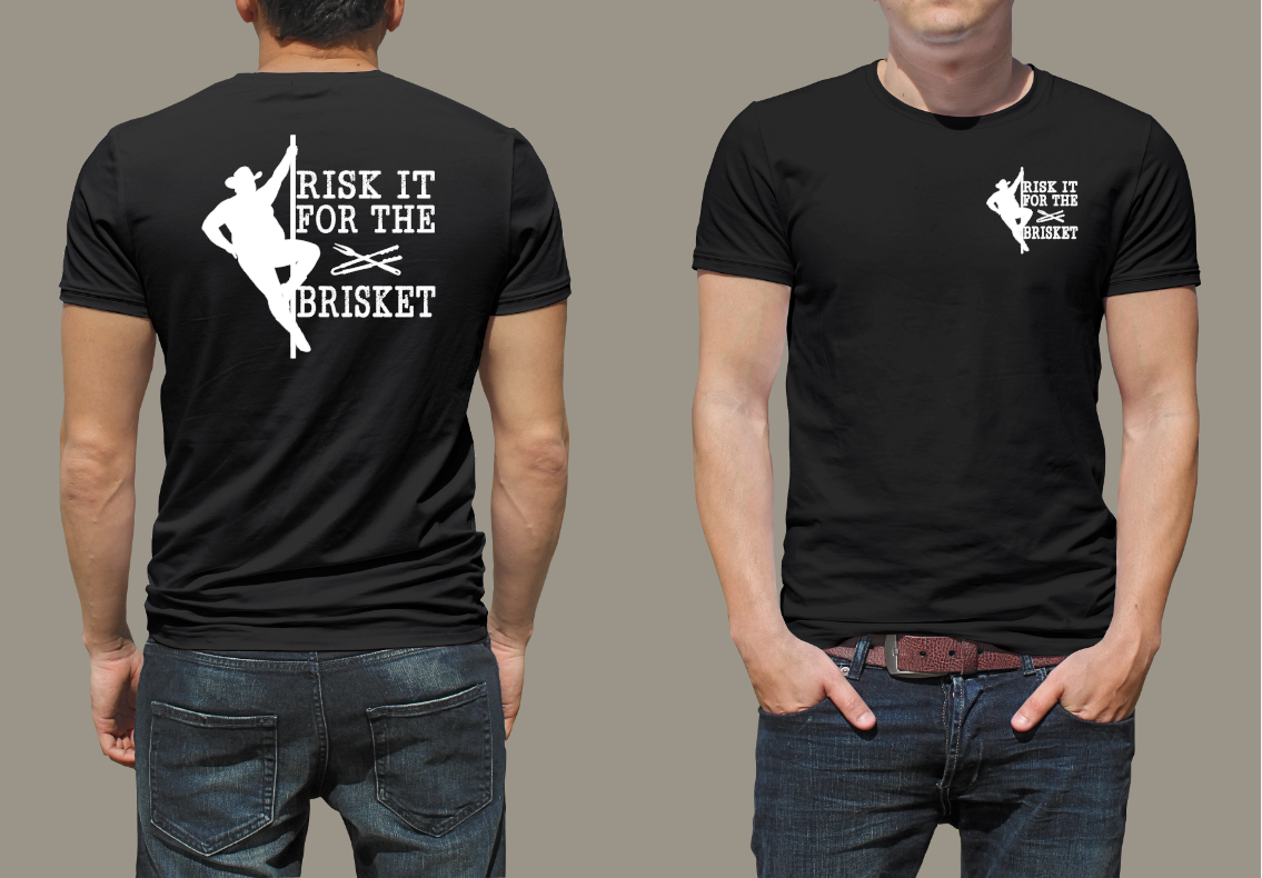 Risk It For The Brisket T-Shirt | BBQ Brisket Grill Shirt - Funny T-shirt - Great Gift - Front and Back Print