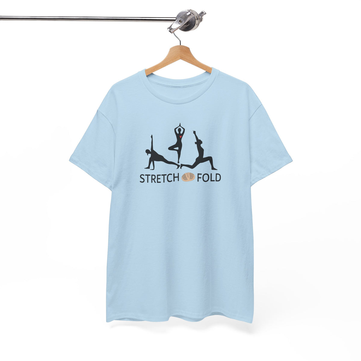 Yoga Pose Silhouettes Stretch and Fold Tee - Pilates Fitness for Sourdough Bakers and more! Silhouette Design Series