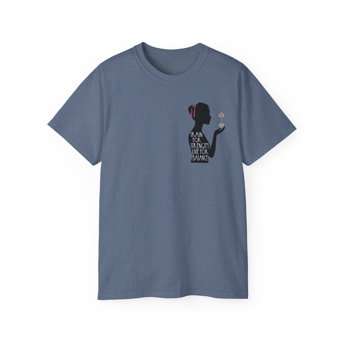 Train for Strength Live for Balance Tee - Promote Healthy Lifestyle T-shirt - Silhouette Design Series