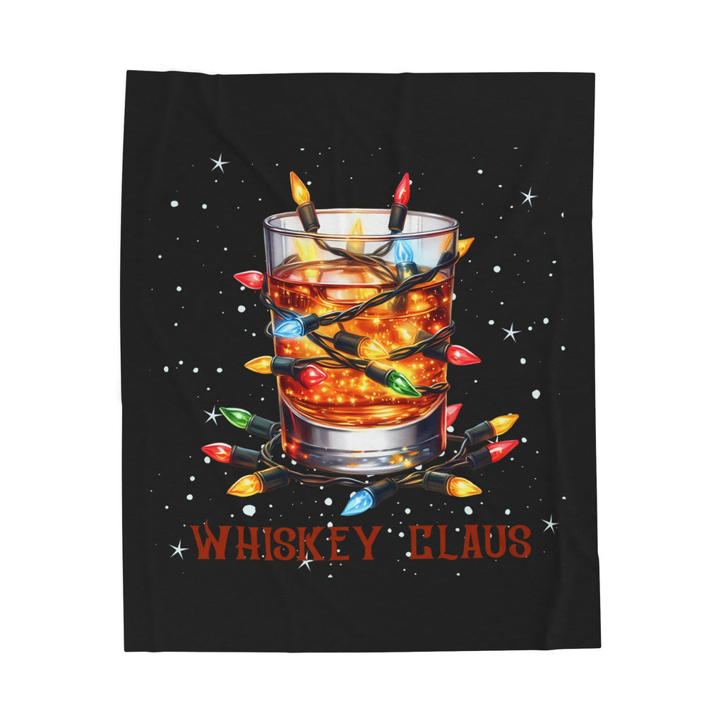 Whiskey Claus Plush Blanket | Cozy for the Holiday, Funny Gift for Whiskey Lovers, Winter Essentials, Festive Throw Blanket, Christmas Theme
