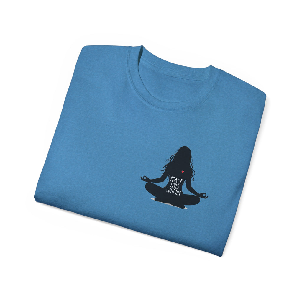 Peace Lives Within - Meditation T-Shirt - Yoga & Mindfulness Tee - Silhouette Design Series