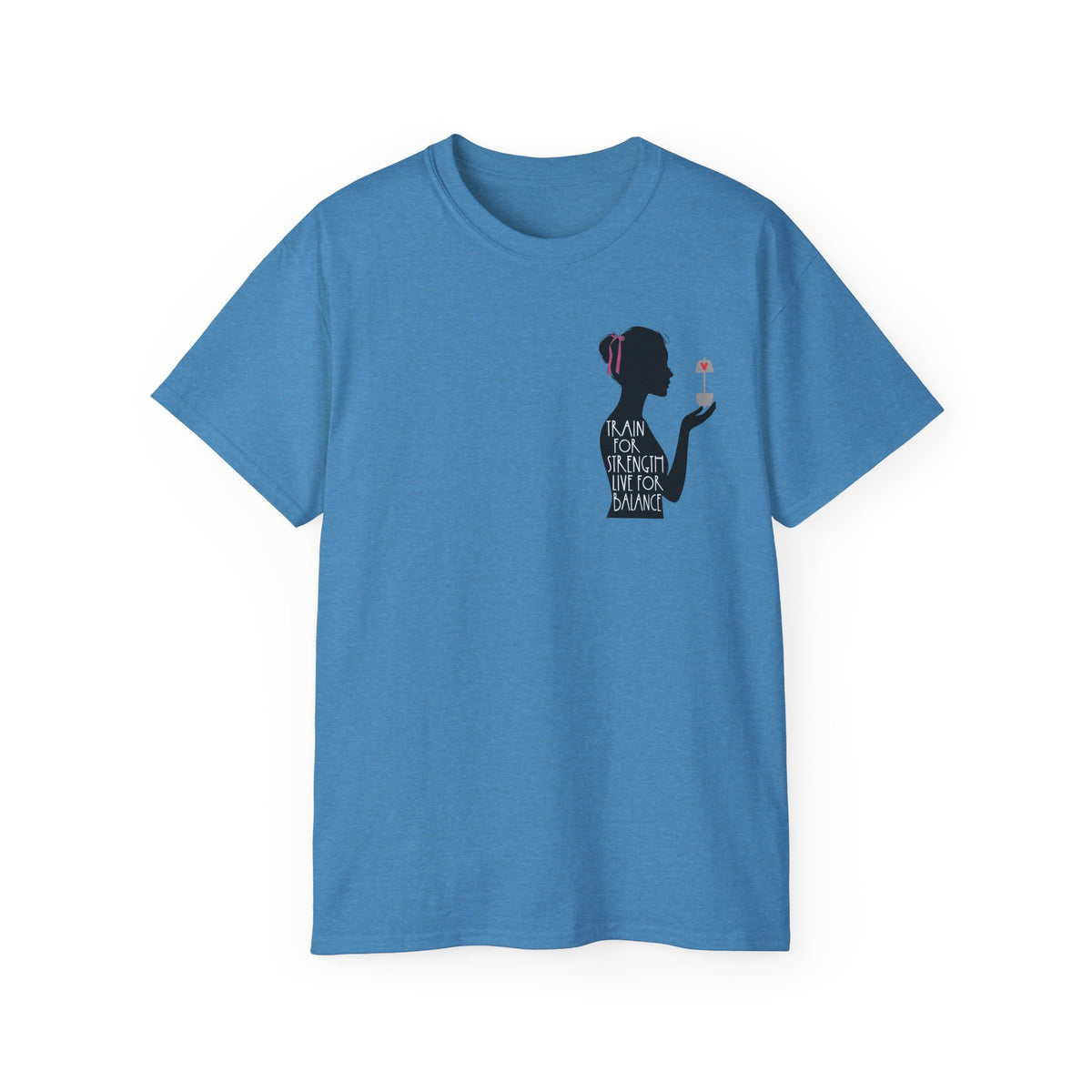Train for Strength Live for Balance Tee - Promote Healthy Lifestyle T-shirt - Silhouette Design Series